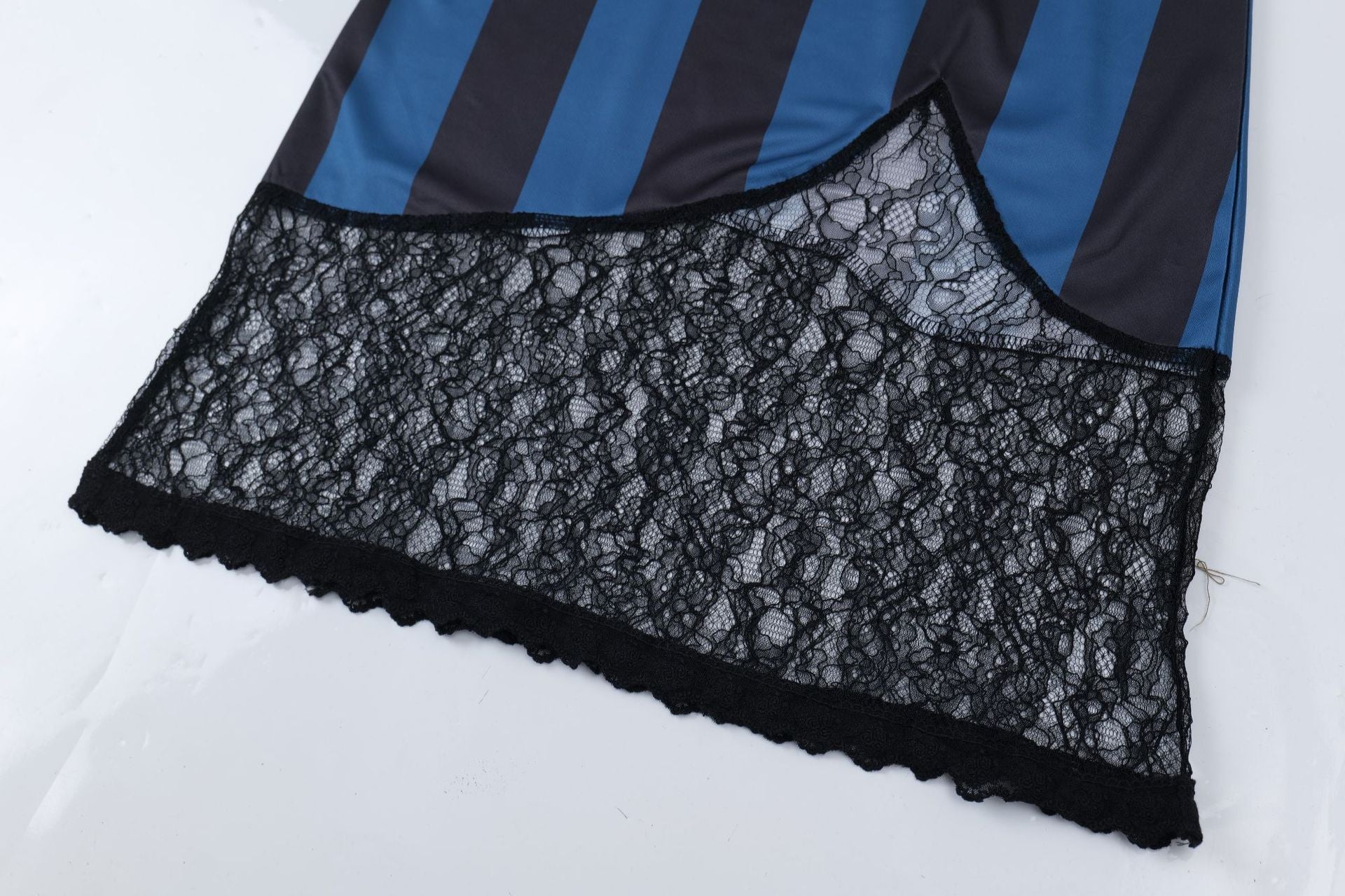 No.78 Blue Striped Lace Edge Jersey Football Style Strap Dress