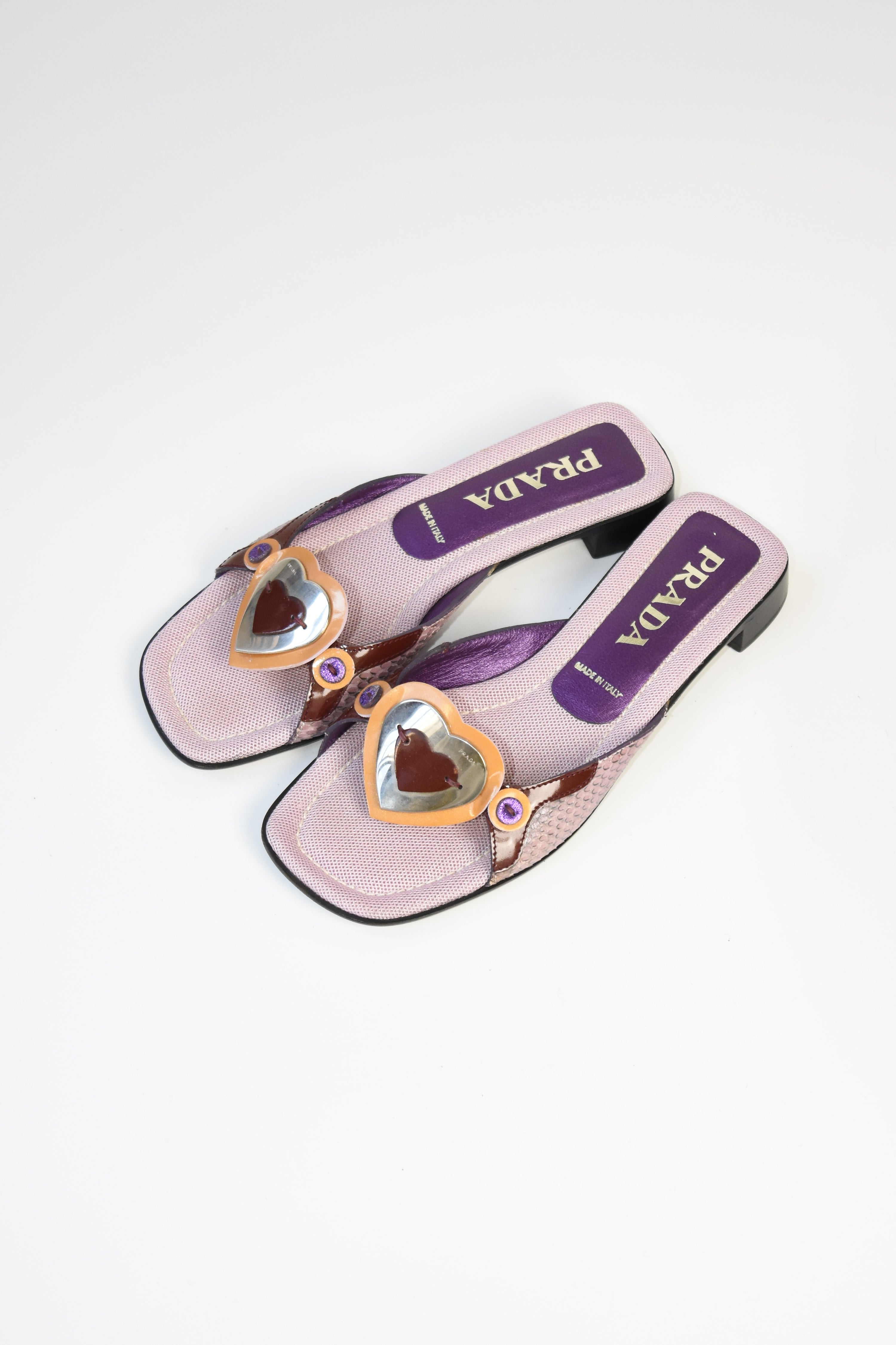 Prada Vintage Heart Icon Sandals in Purple