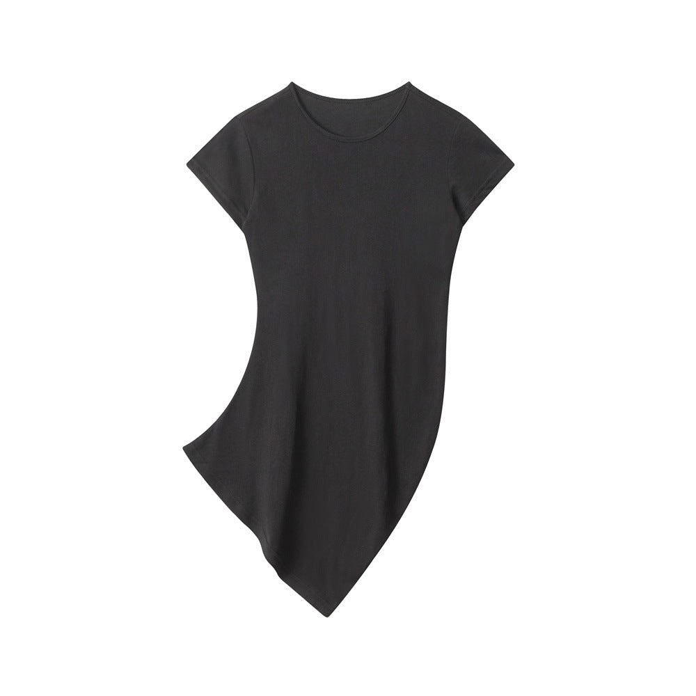 Slim Fit Bodycon Short Sleeve T Women's Solid Color Slim Fit Regular Shoulder Versatile Summer Base Shirt Top