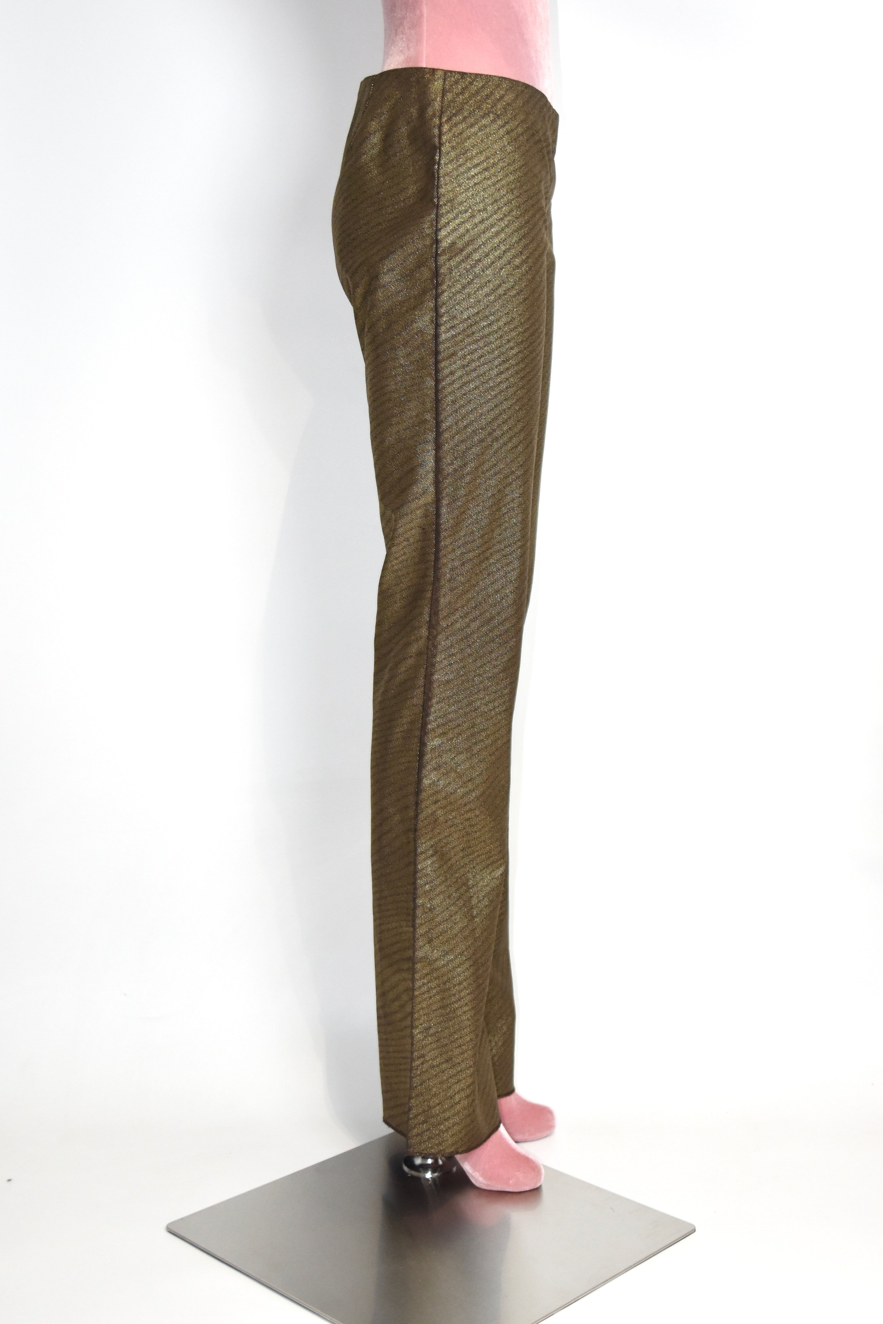 Versace Gold Metallic Straight-Leg Trousers