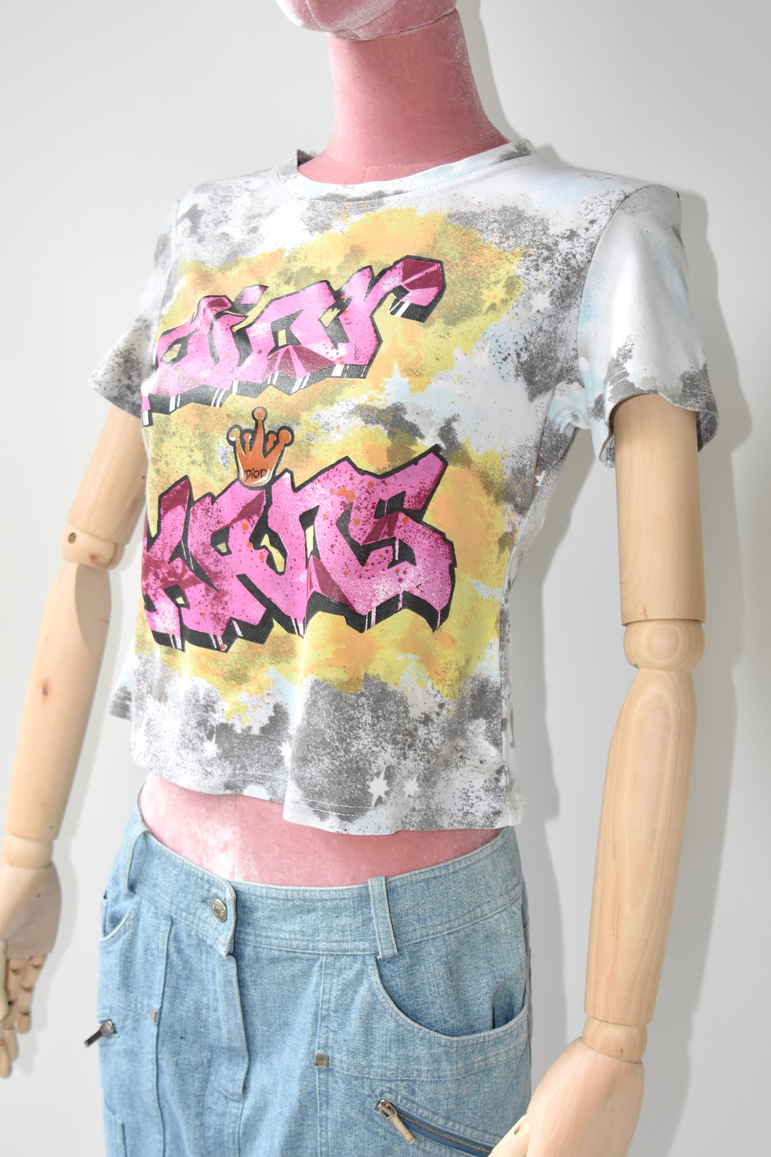 Christian Dior by John Galliano “Dior KISS” Graffiti Baby Tee (Rare Y2K Street Art Archive)