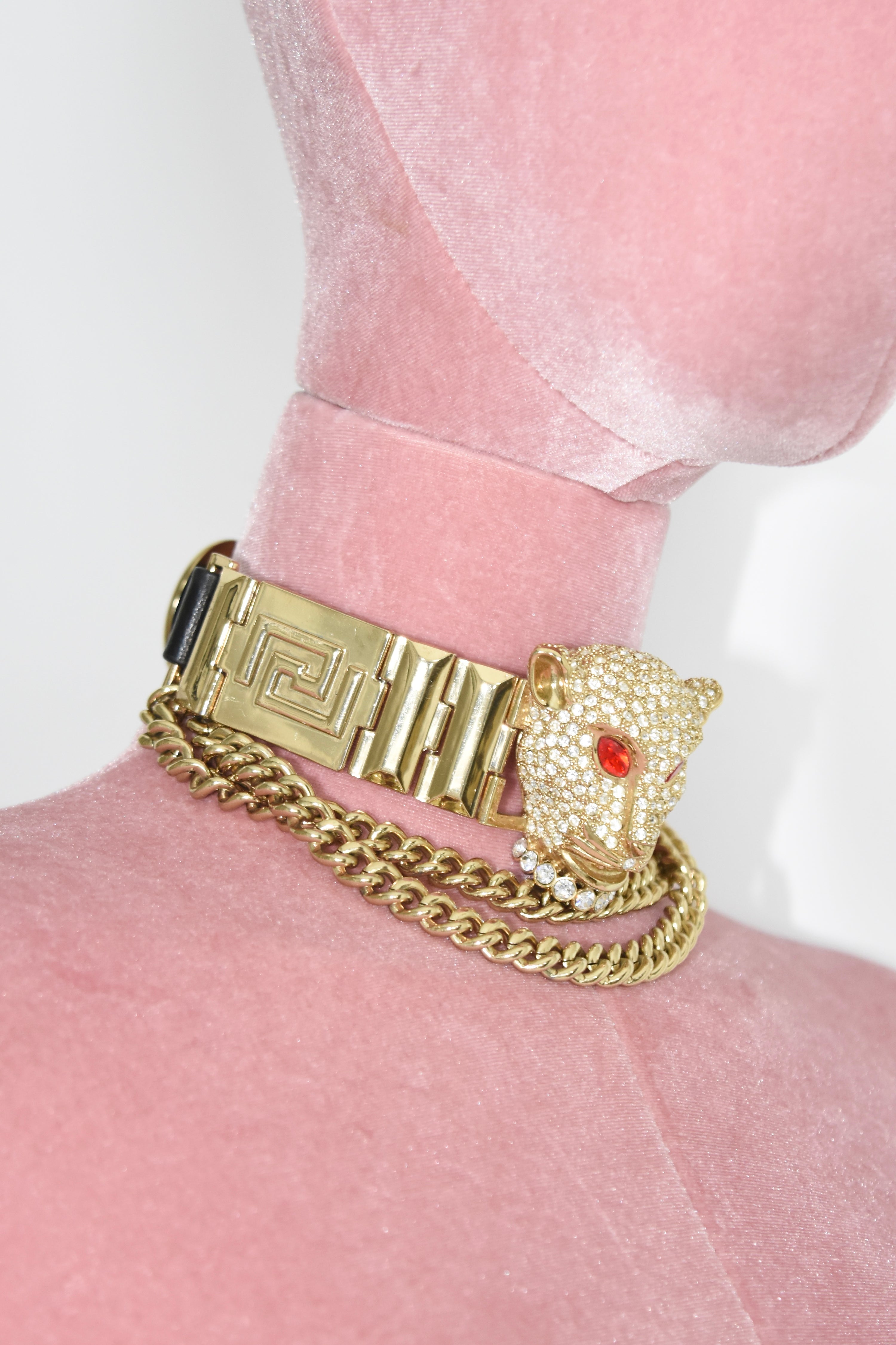 Versace × H&M Crystal Panther Head Chain Choker – 2011 Limited Collaboration Piece