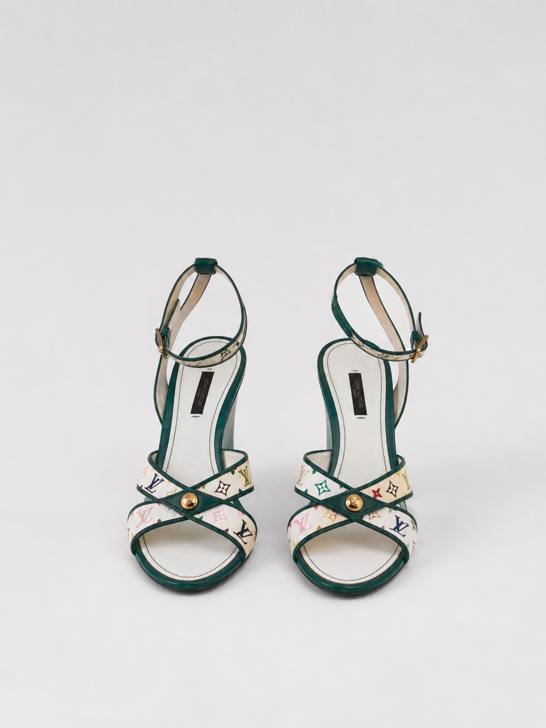 Louis Vuitton Multicolor Monogram Wedge Sandals – Murakami White Multicolor Canvas Platform Heels