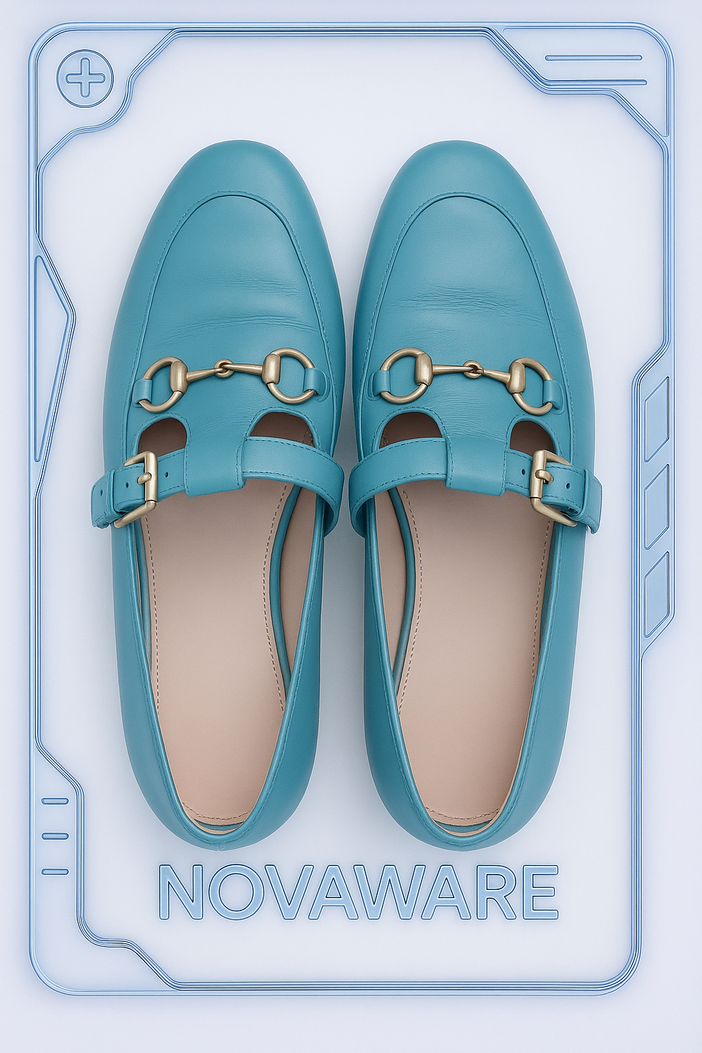 GUCCI Sky-Blue Leather Mary Jane Horsebit Loafers