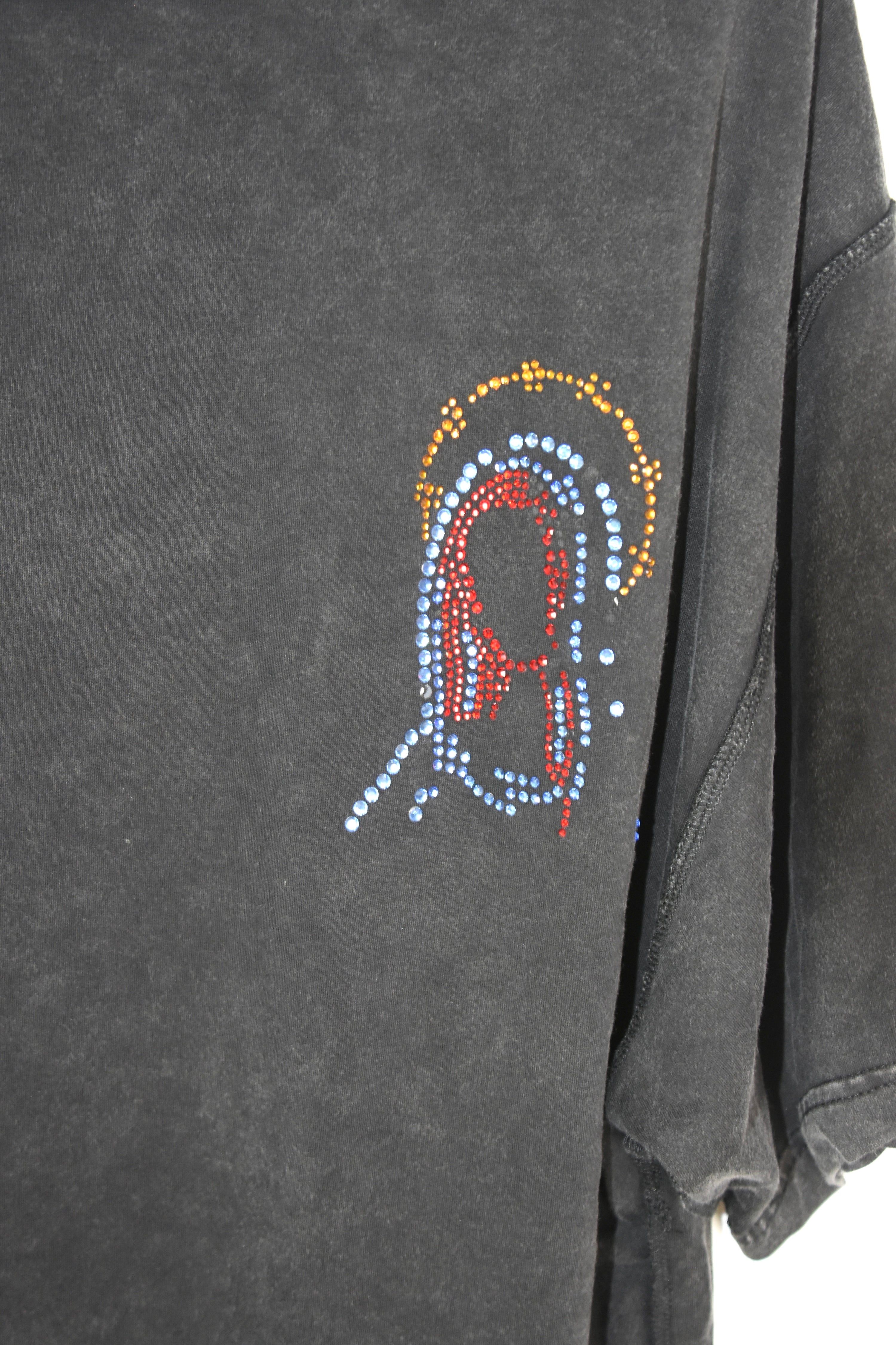 Hell System Rhinestone Butterfly Washed Black T-Shirt – Oversized Graphic Tee