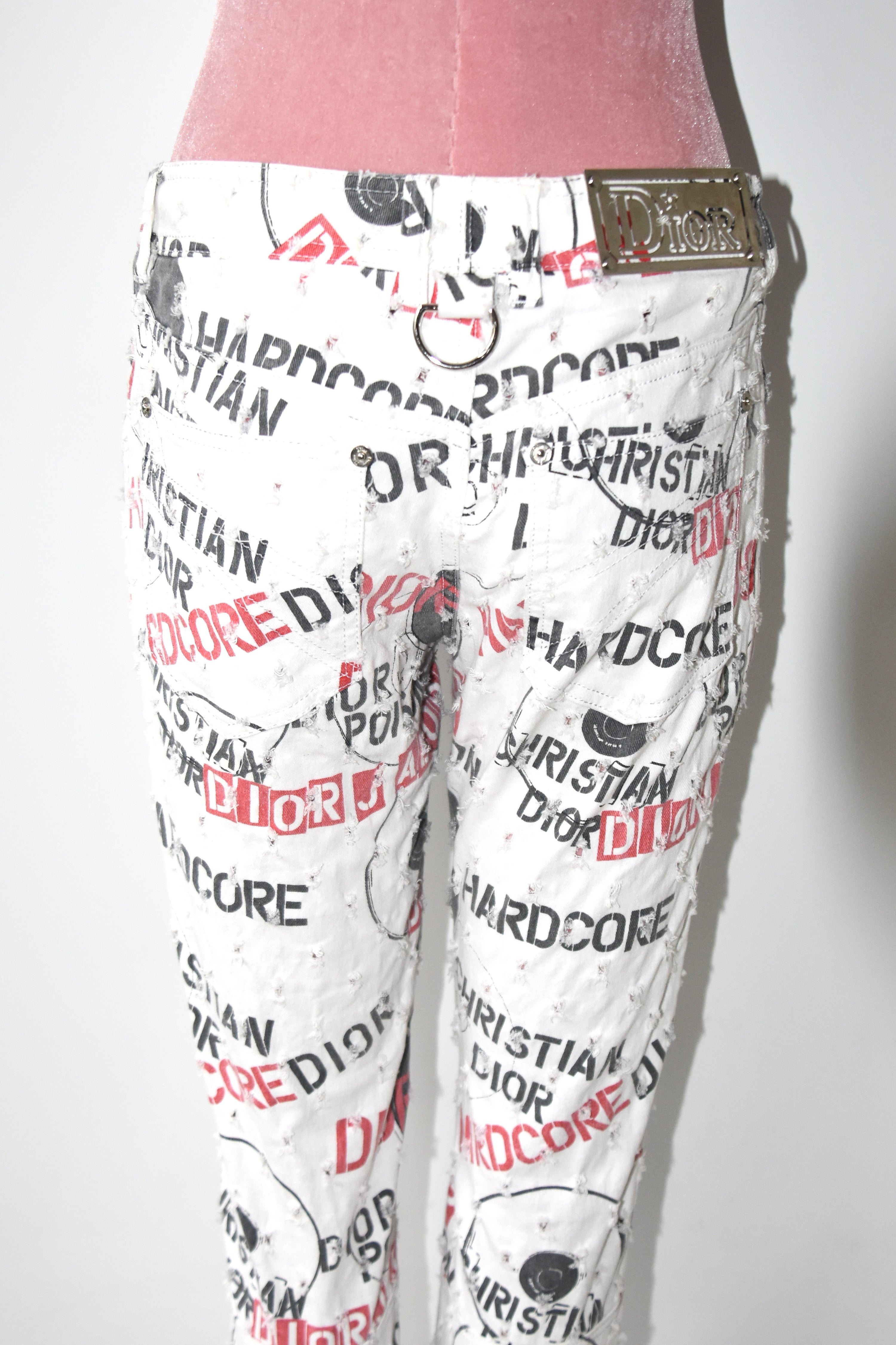 Christian Dior by John Galliano “Hardcore Dior” Graffiti Logo Print Pants – Early 2000s Punk Archive Collector Piece