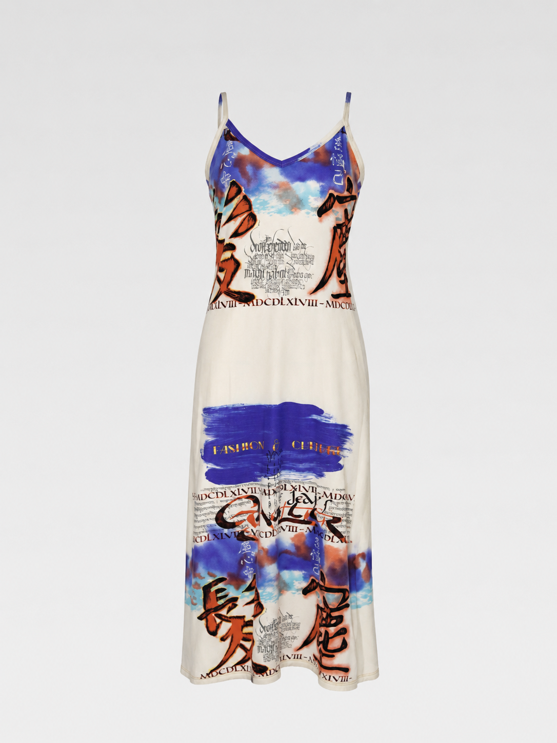 Jean Paul Gaultier Hanzi Graffiti Slip Dress