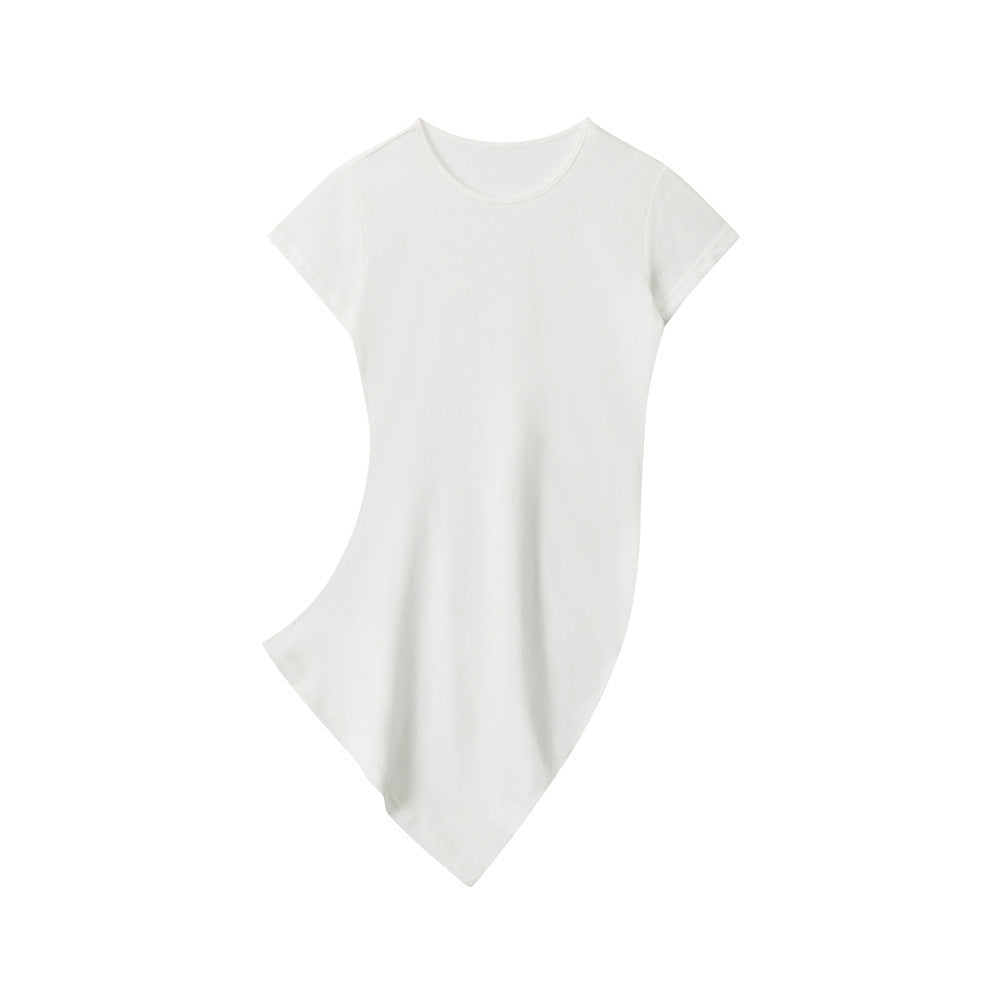 Slim Fit Bodycon Short Sleeve T Women's Solid Color Slim Fit Regular Shoulder Versatile Summer Base Shirt Top