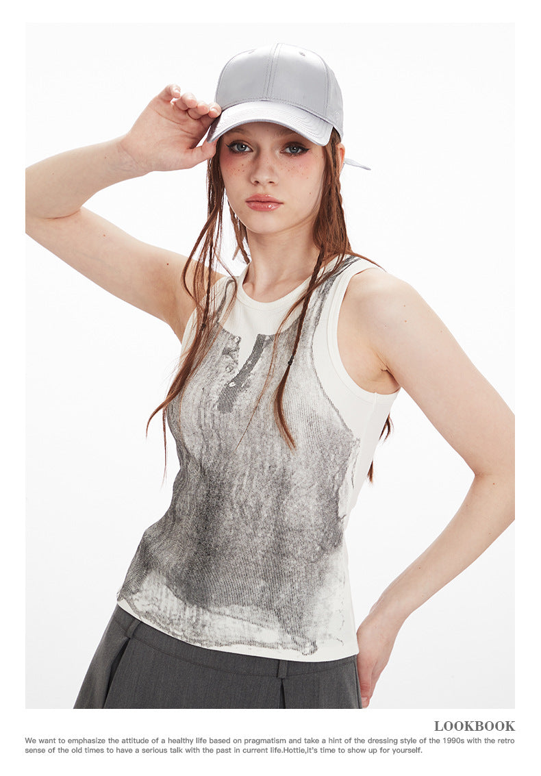 Fun Printed Tank Top Fashion Strap Slim Fit Top