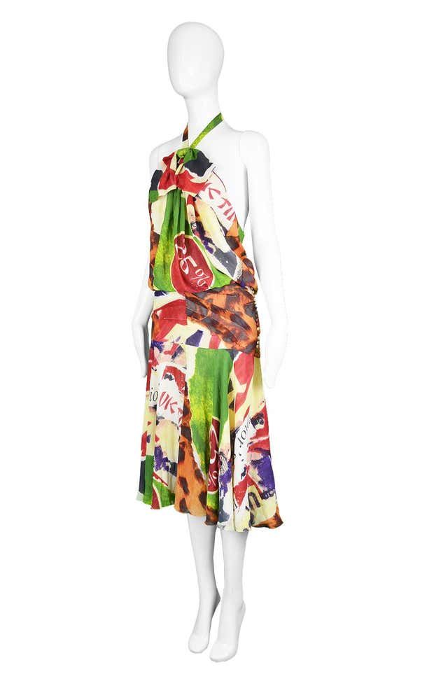 Christian Dior SS2003 “70% OFF” Abstract Print Bias-Cut Dress