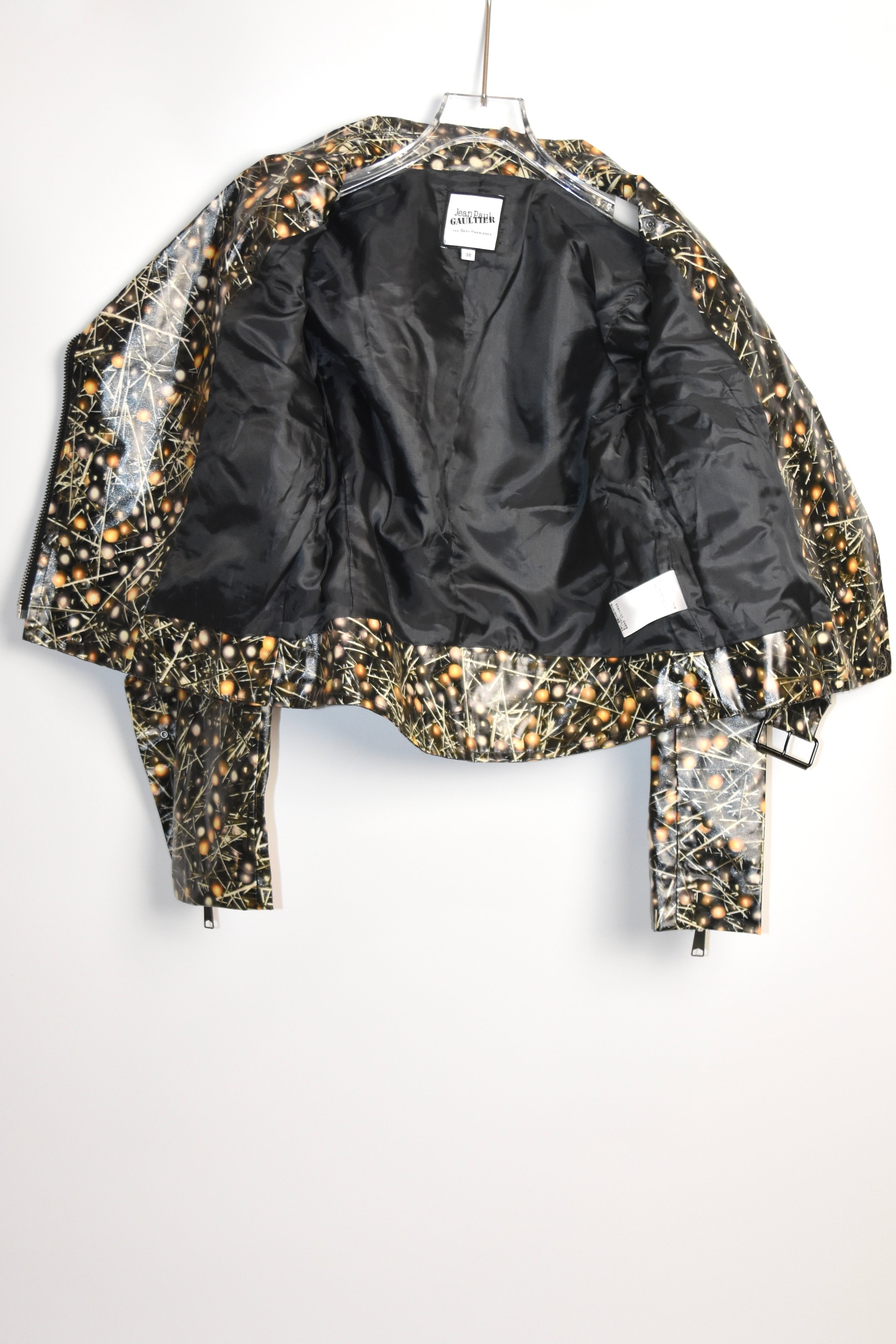 Jean Paul Gaultier for Sept Premières “Abstract Atomic Print” Moto Jacket – Women’s Size 38 (Brand New)