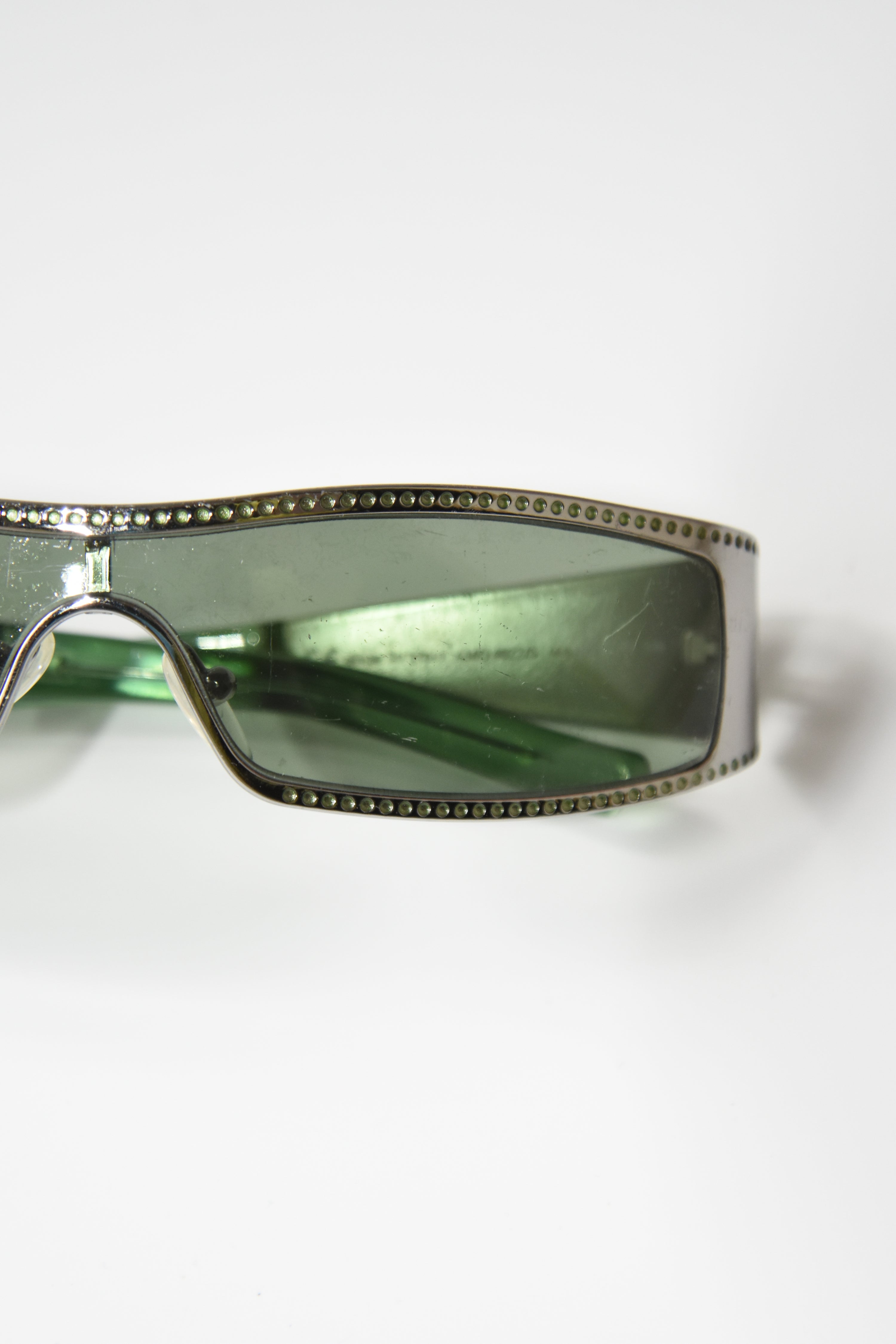 Alexander McQueen Holographic Crystal-Studded Visor Sunglasses