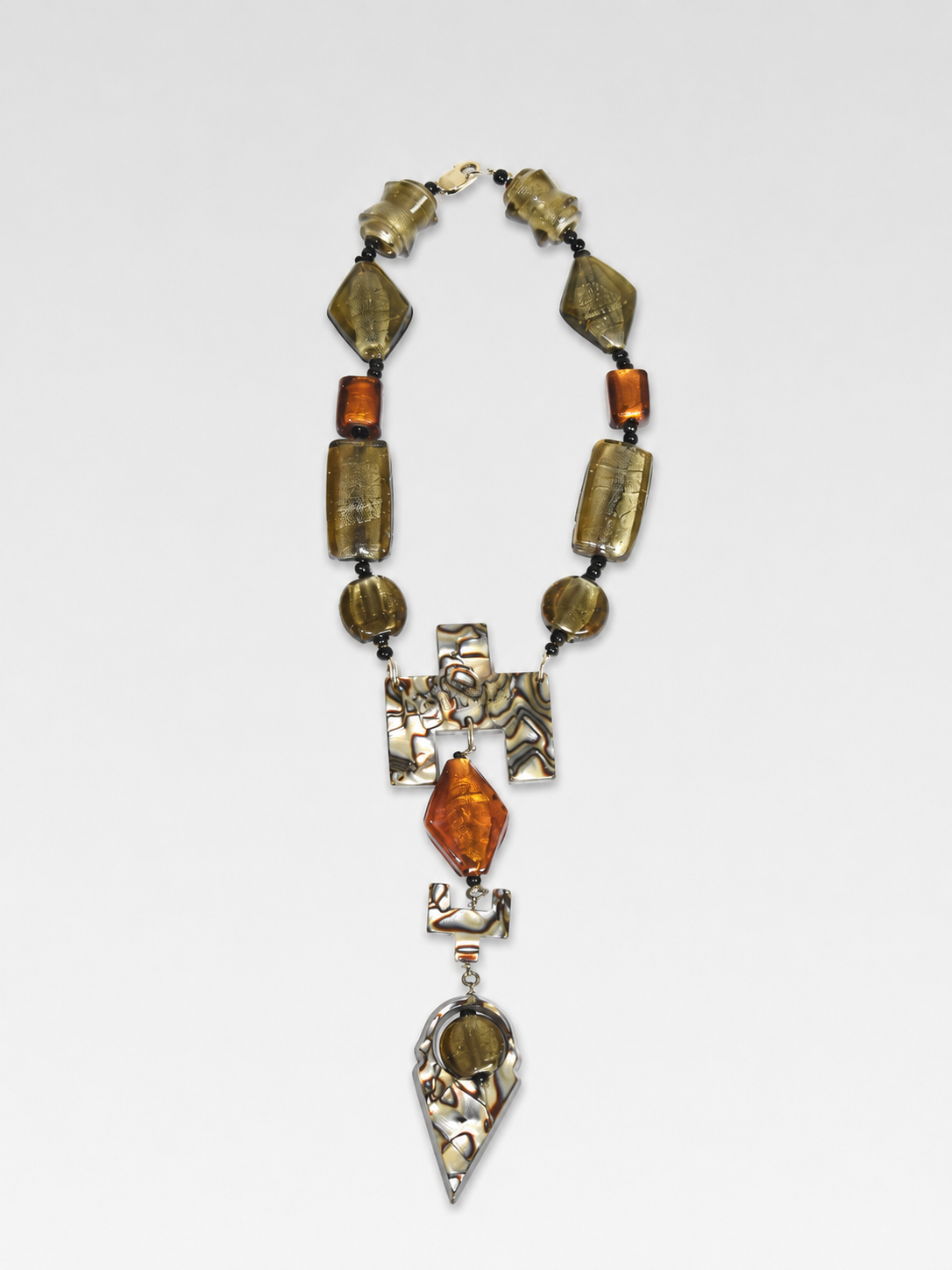 Jean Paul Gaultier Vintage Religious Shell Statement Necklace – Sculptural Cross Pendant Rare Archive Piece