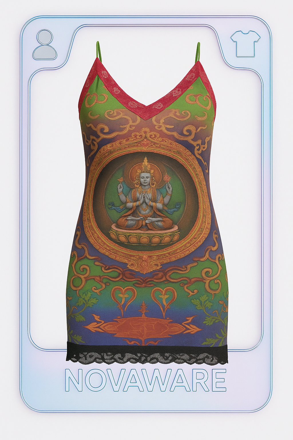 Jean Paul Gaultier Mesh Deity Print Dress