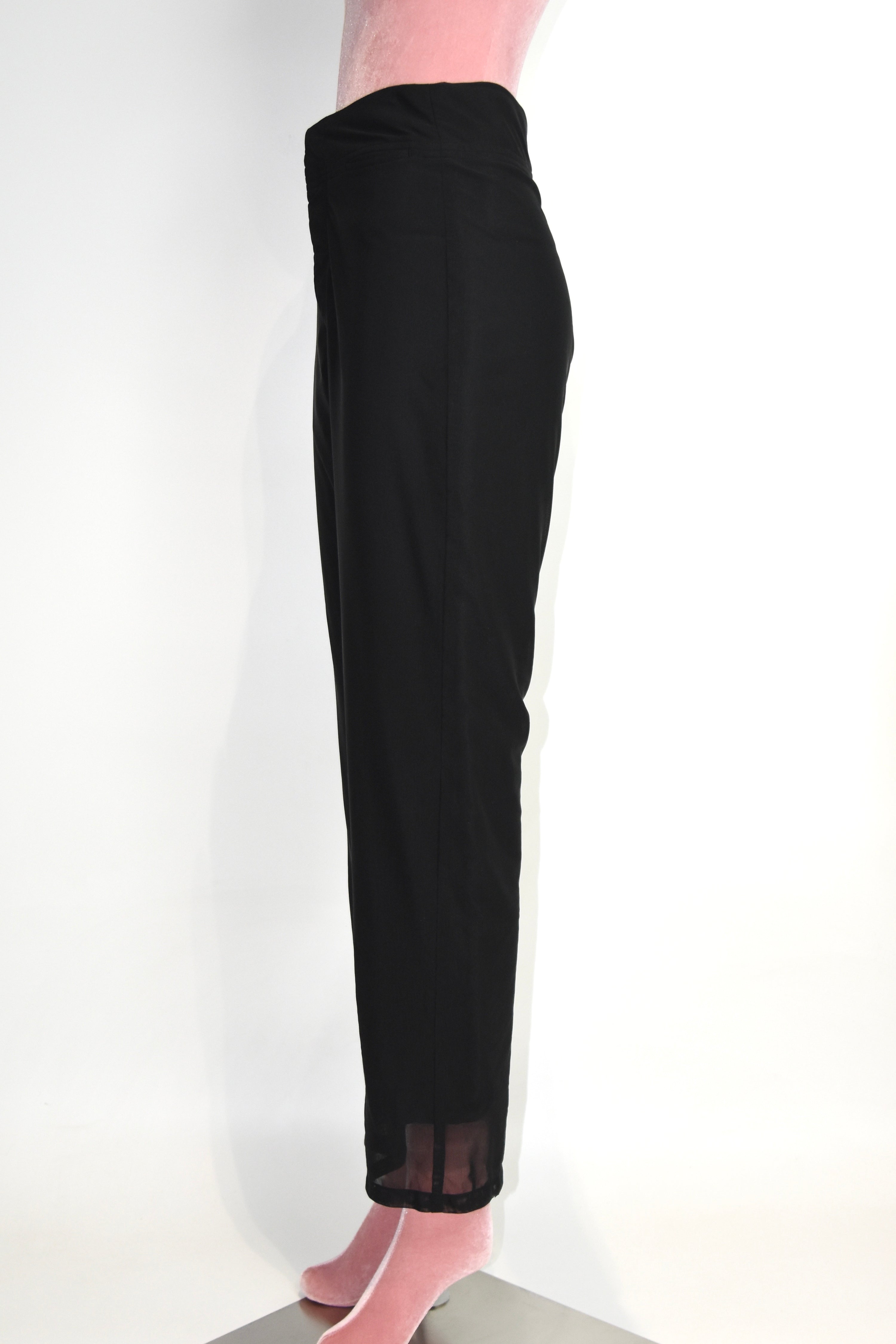 Yohji Yamamoto NOIR Vintage Double-Layer Sheer Mesh Trousers – Size 2 Black Wide-Leg Pants (Made in Japan Archive)