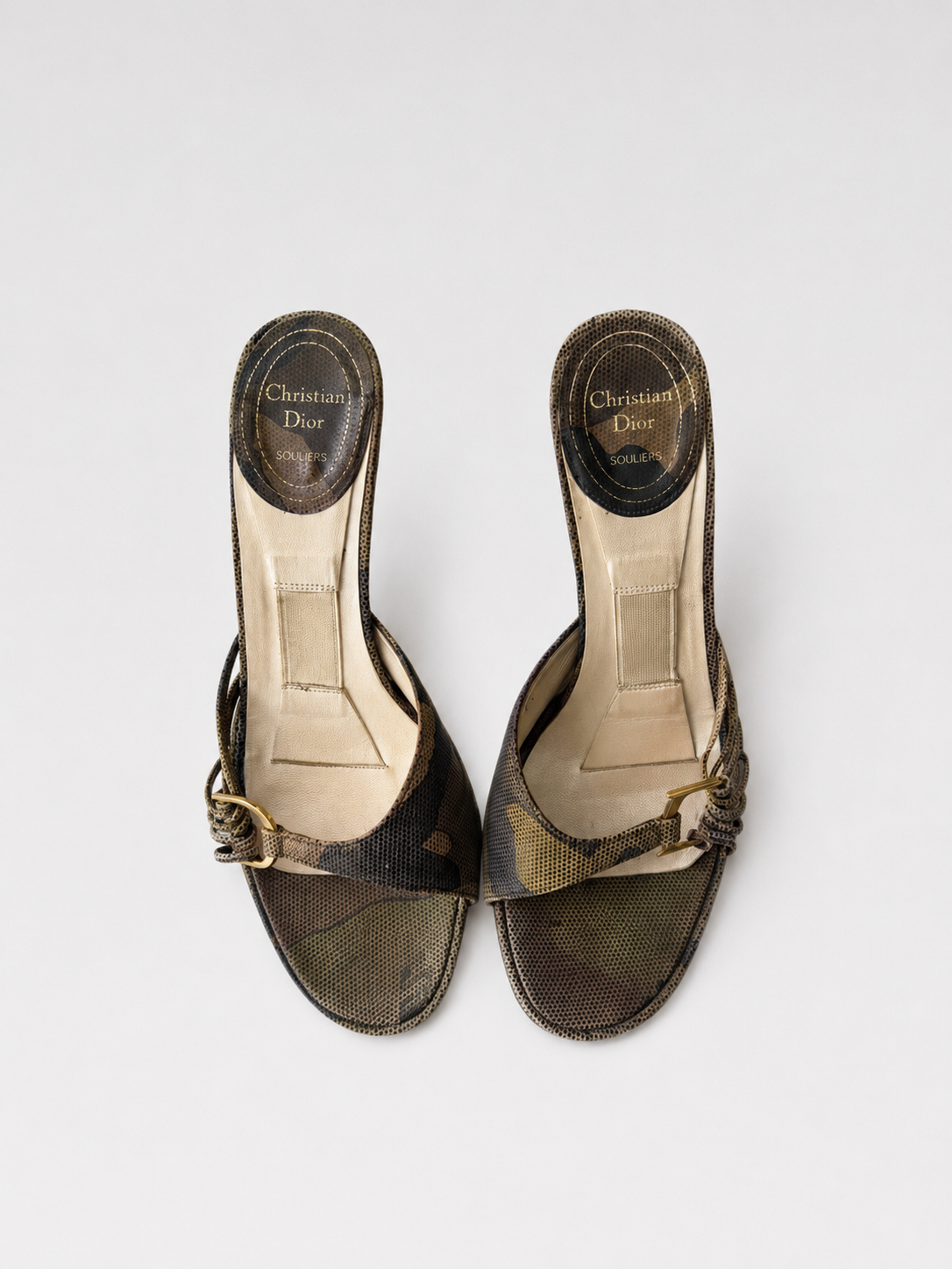 Christian Dior by John Galliano S/S 2001 Camouflage Mesh Mule Heels – Runway Archive Sandals