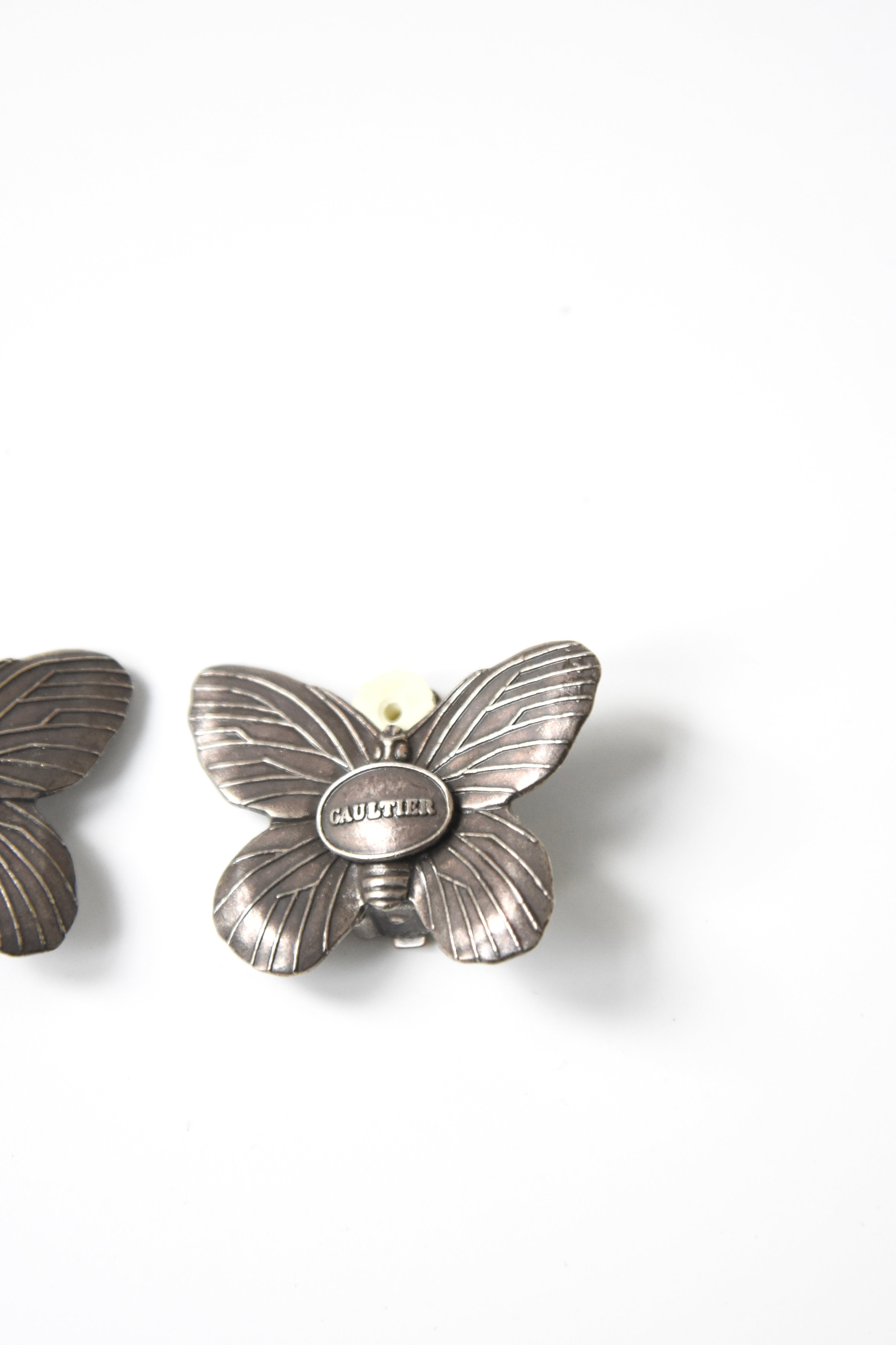 Jean Paul Gaultier Silver Butterfly Clip-On Earrings