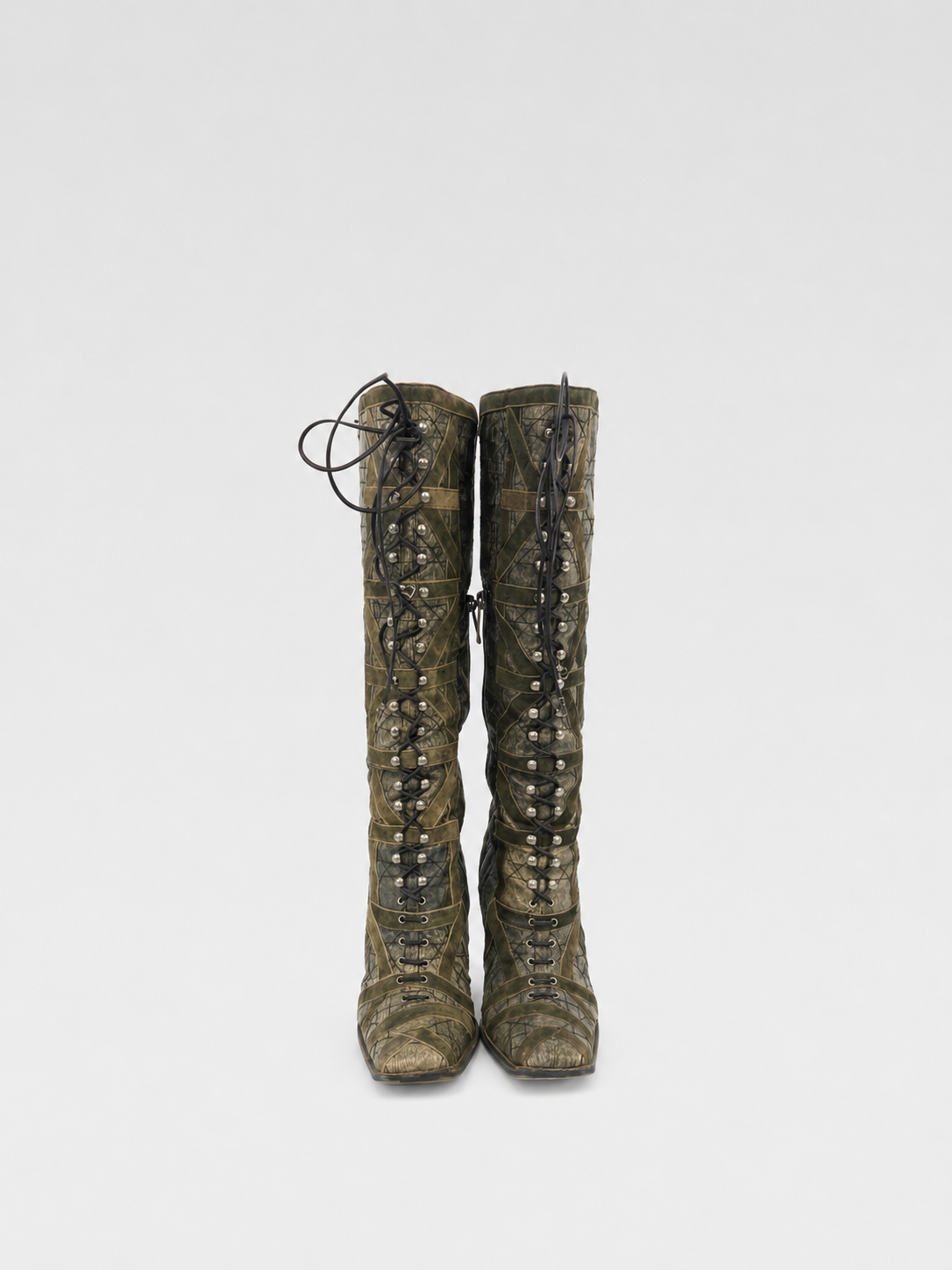 Christian Dior by John Galliano Lace-Up Knee-High Boots – Rare Runway Military Archive