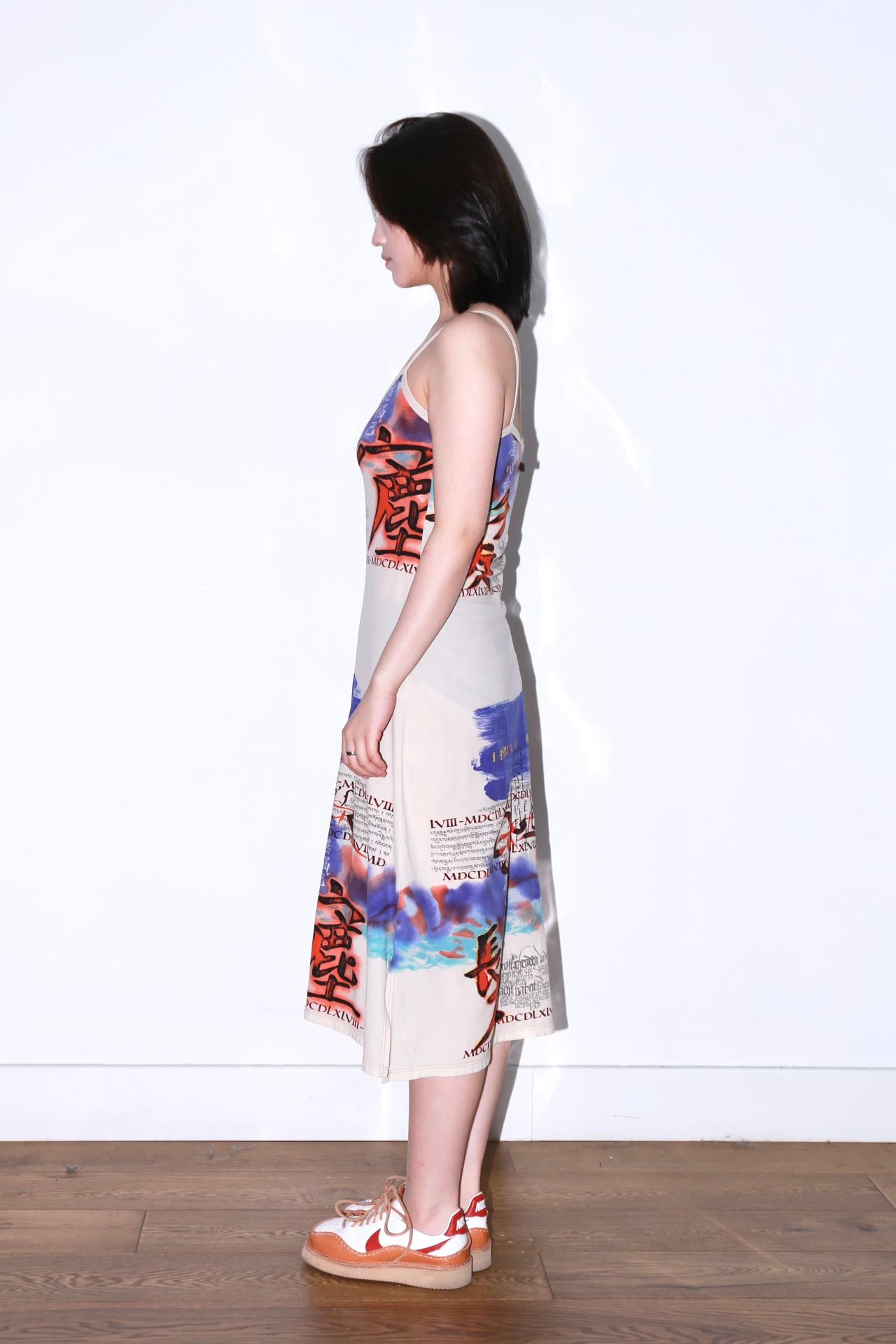 Jean Paul Gaultier Hanzi Graffiti Slip Dress