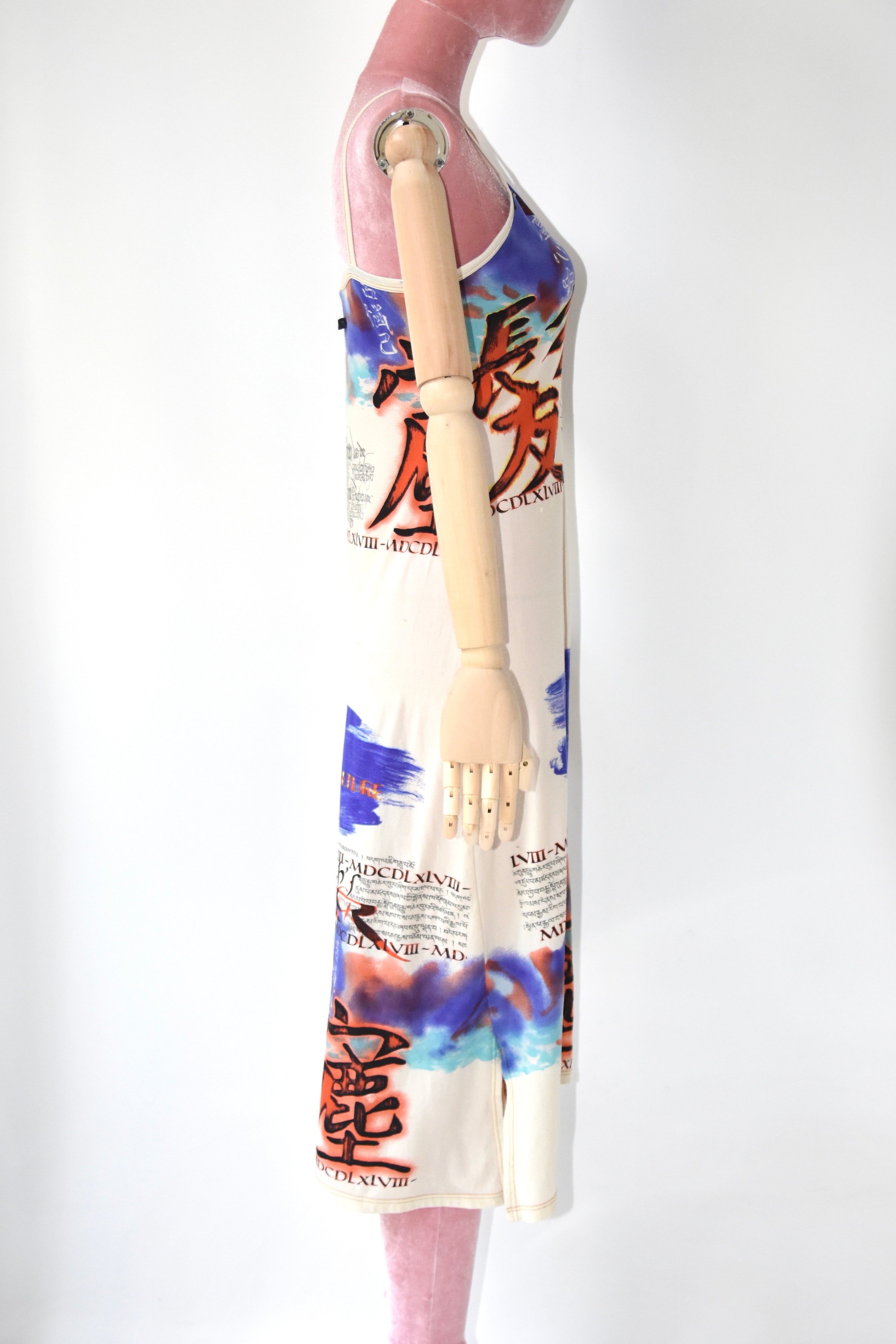 Jean Paul Gaultier Hanzi Graffiti Slip Dress