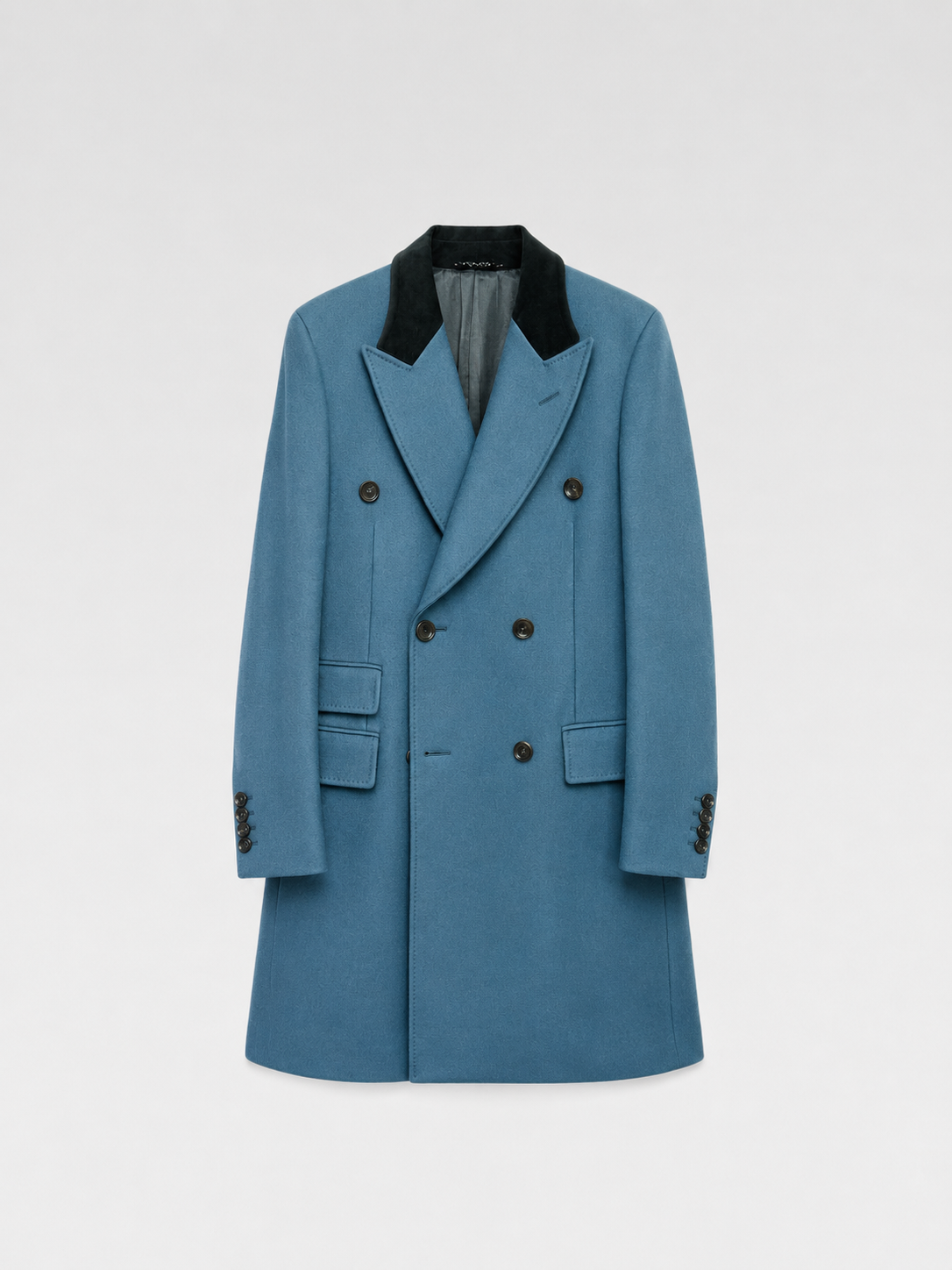 Gucci Tom Ford Runway Coat Peacock Blue Double Breasted Wool Overcoat Size 46 Archive Rare