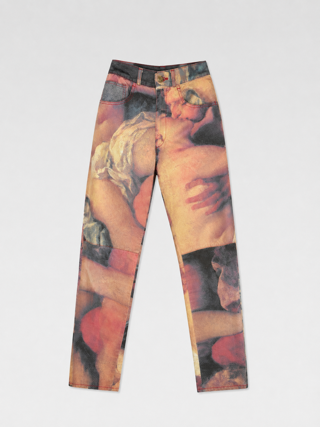 Vivienne Westwood Renaissance Printed Flared Jeans (Erotic Classicism in Painterly Distortion)