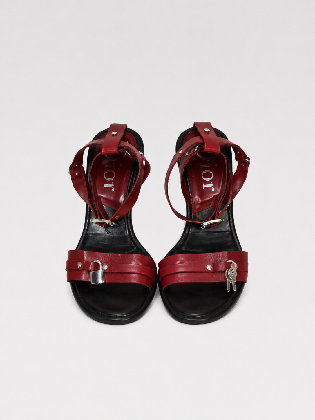 Dior by John Galliano Red Leather Padlock Heel Sandals – Y2K Archive Made in Italy