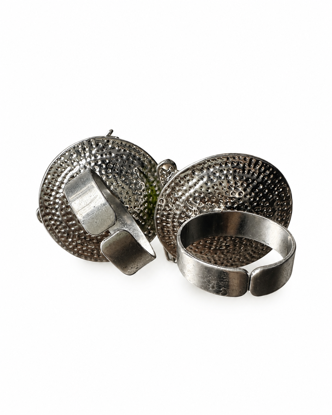 Creative Cake & Dragon Ring Set – 3-Piece Silver-Tone Statement Rings