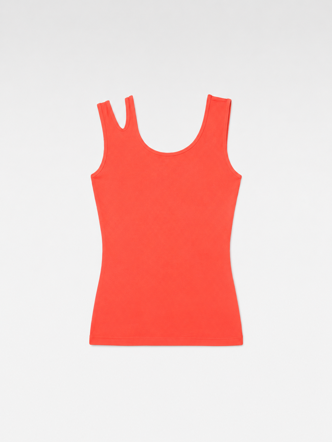 Helmut Lang Cut-Out Shoulder Tank Top in Fluorescent Coral – Women’s XS (Near New)