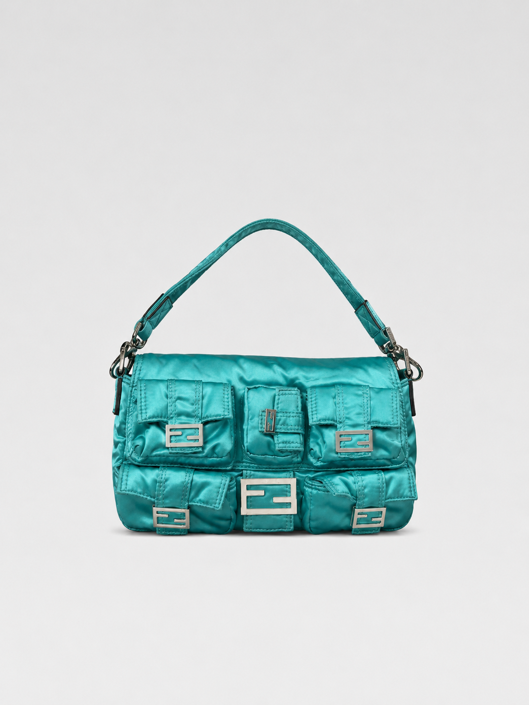 Fendi Nylon Multi-Pocket Baguette Bag – Turquoise