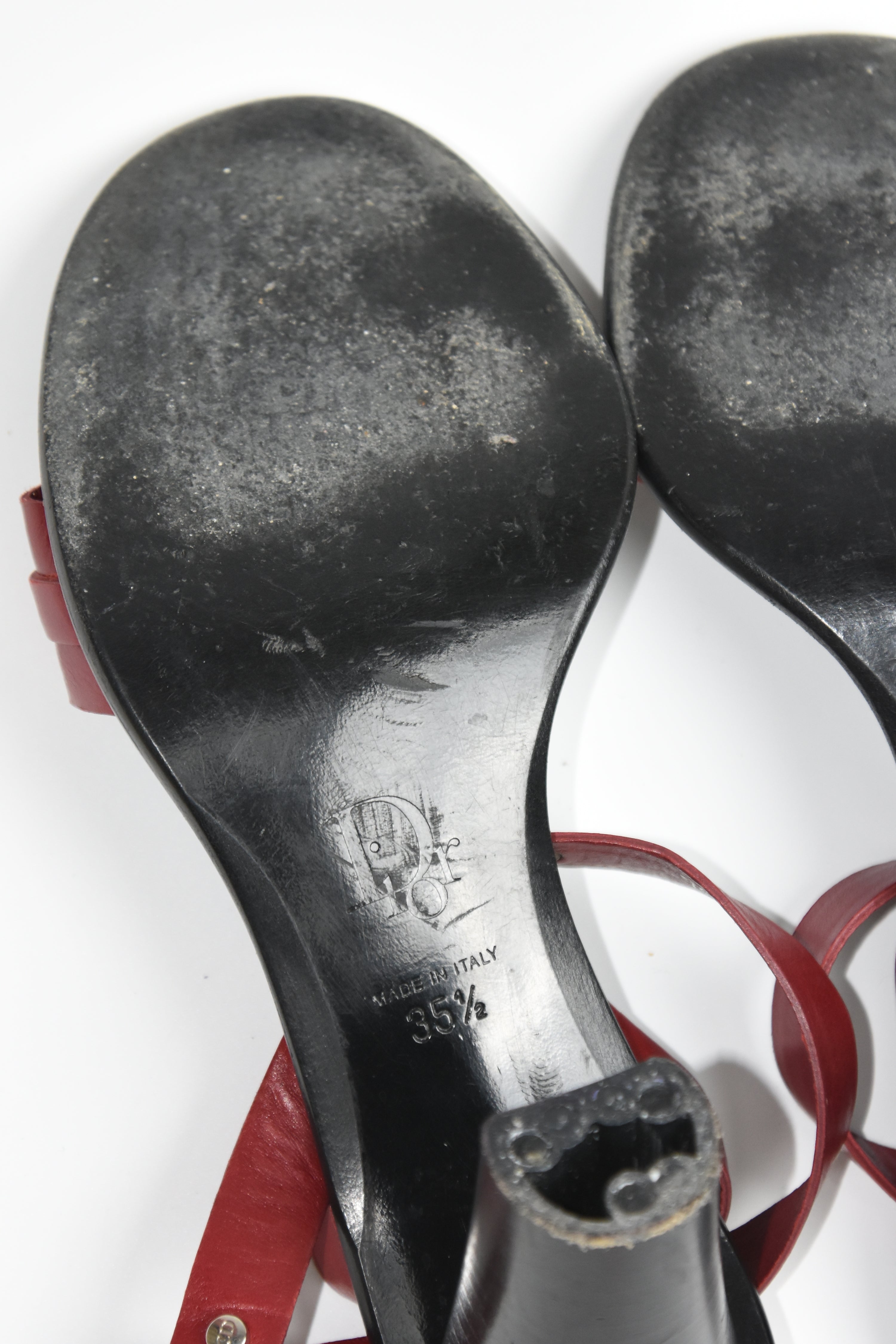 Dior by John Galliano Red Leather Padlock Heel Sandals – Y2K Archive Made in Italy