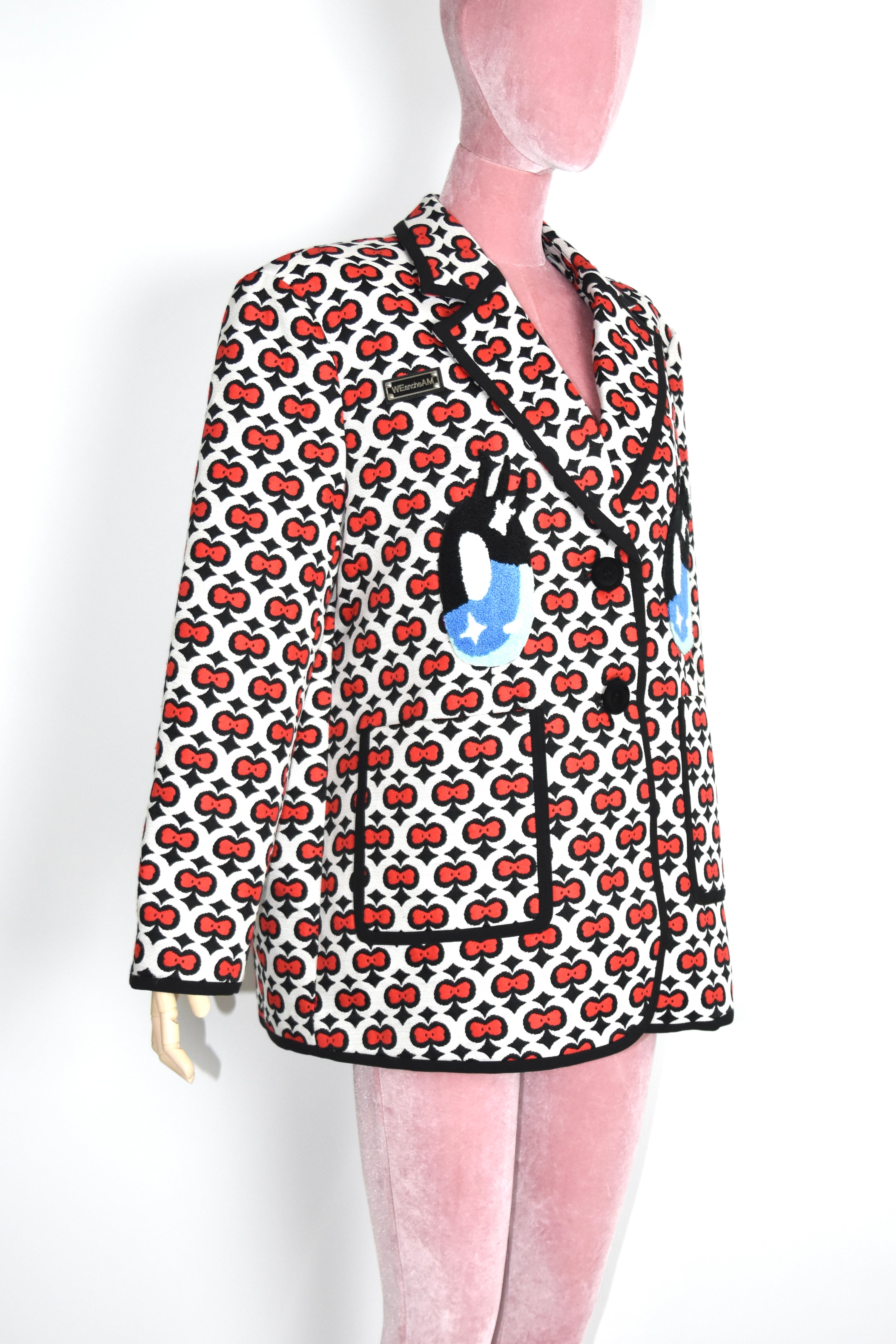 WE ANCHE AM “Build The Moon” Cartoon Eyes Embroidered Blazer – Graphic Pop Art Statement Jacket