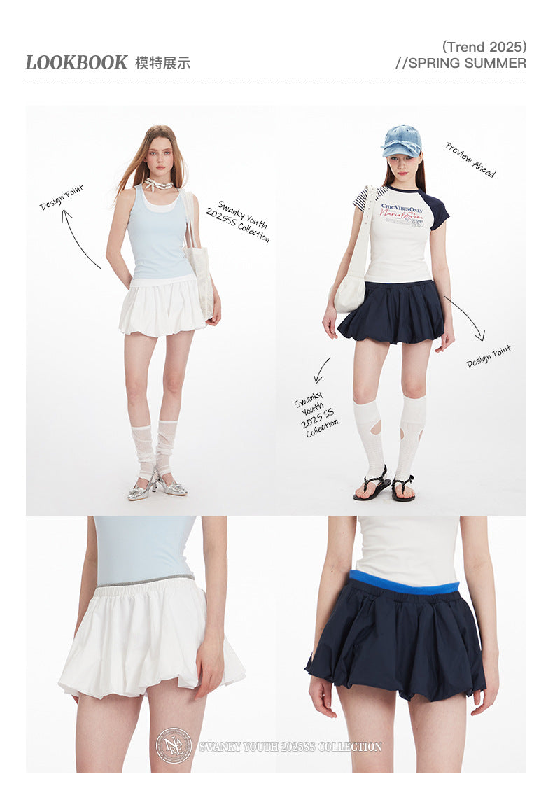 Casual Half Skirt Anti-Exposure Versatile a Short Skirt Women Summer Hot Girl Pleated Skirt