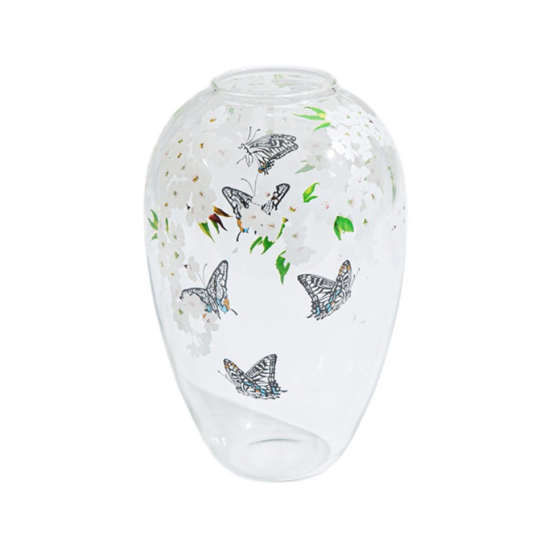 Venice Collection“White Cherry Series”Enamel Glaze Glass Vase Decoration for Living Room Flower Arrangement