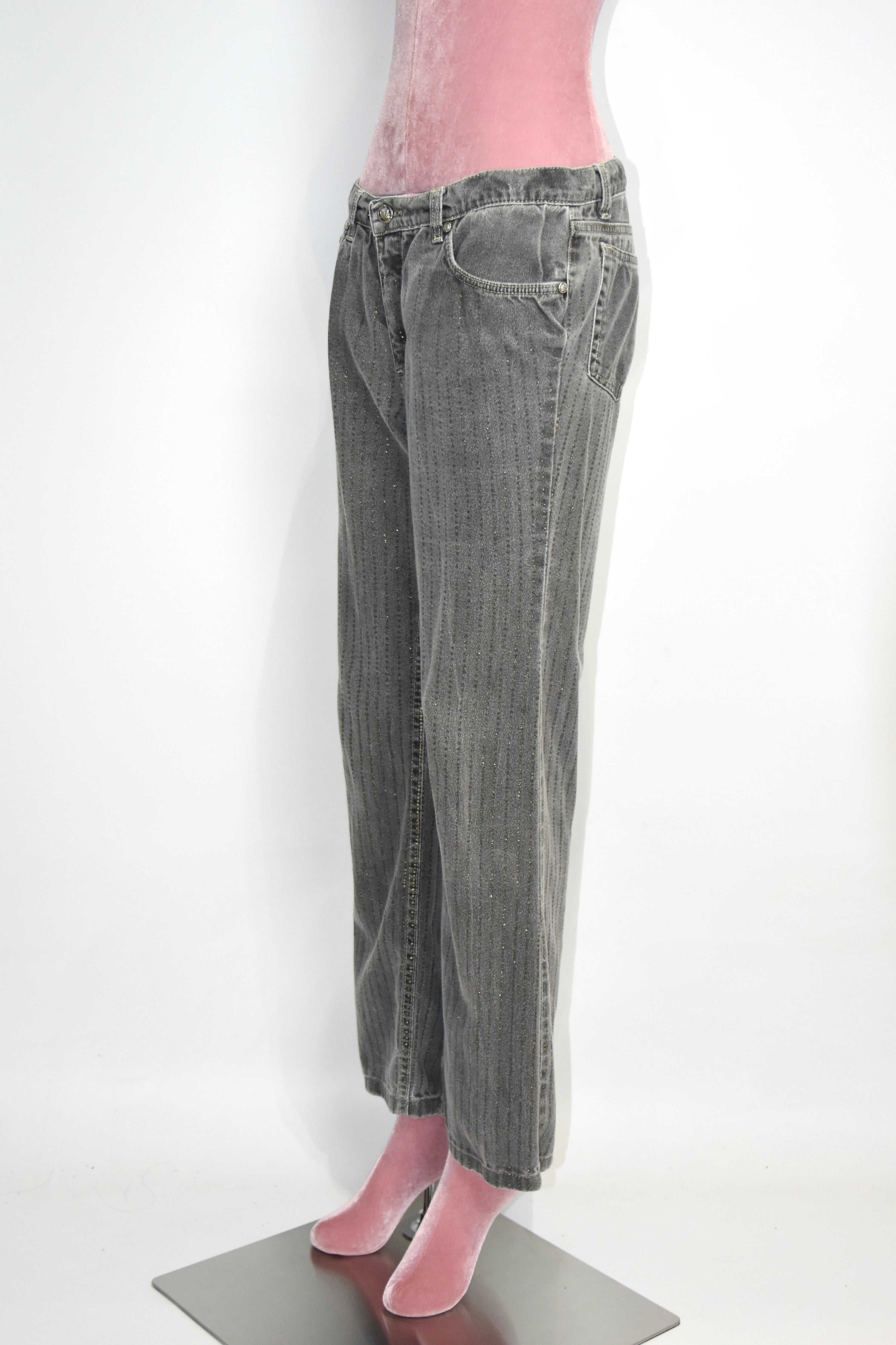 Roberto Cavalli Vintage Glitter-Flecked Grey Jeans