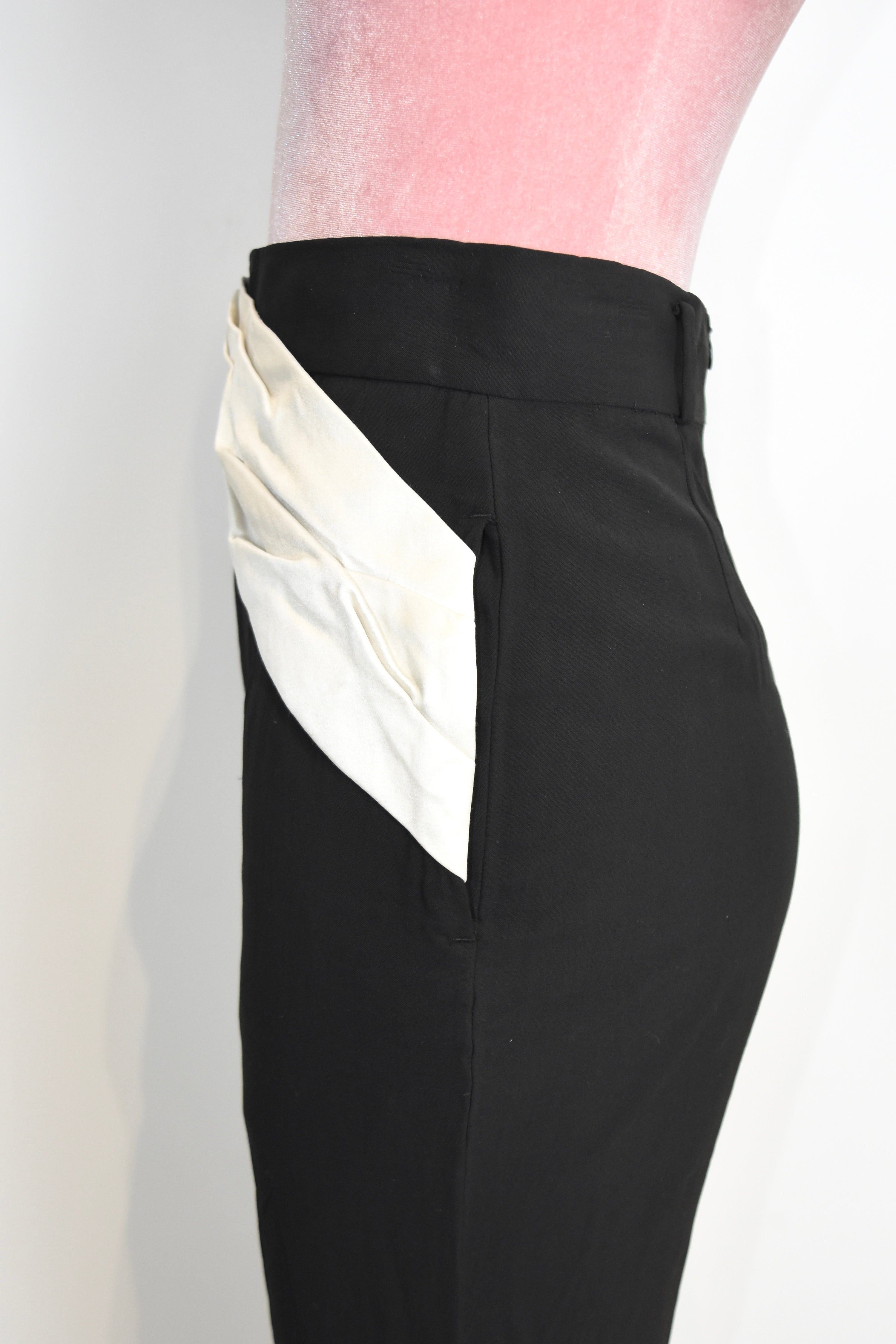 Haider Ackermann Draped Waist Tailored Black Trousers – Sculptural Avant-Garde Designer Pants