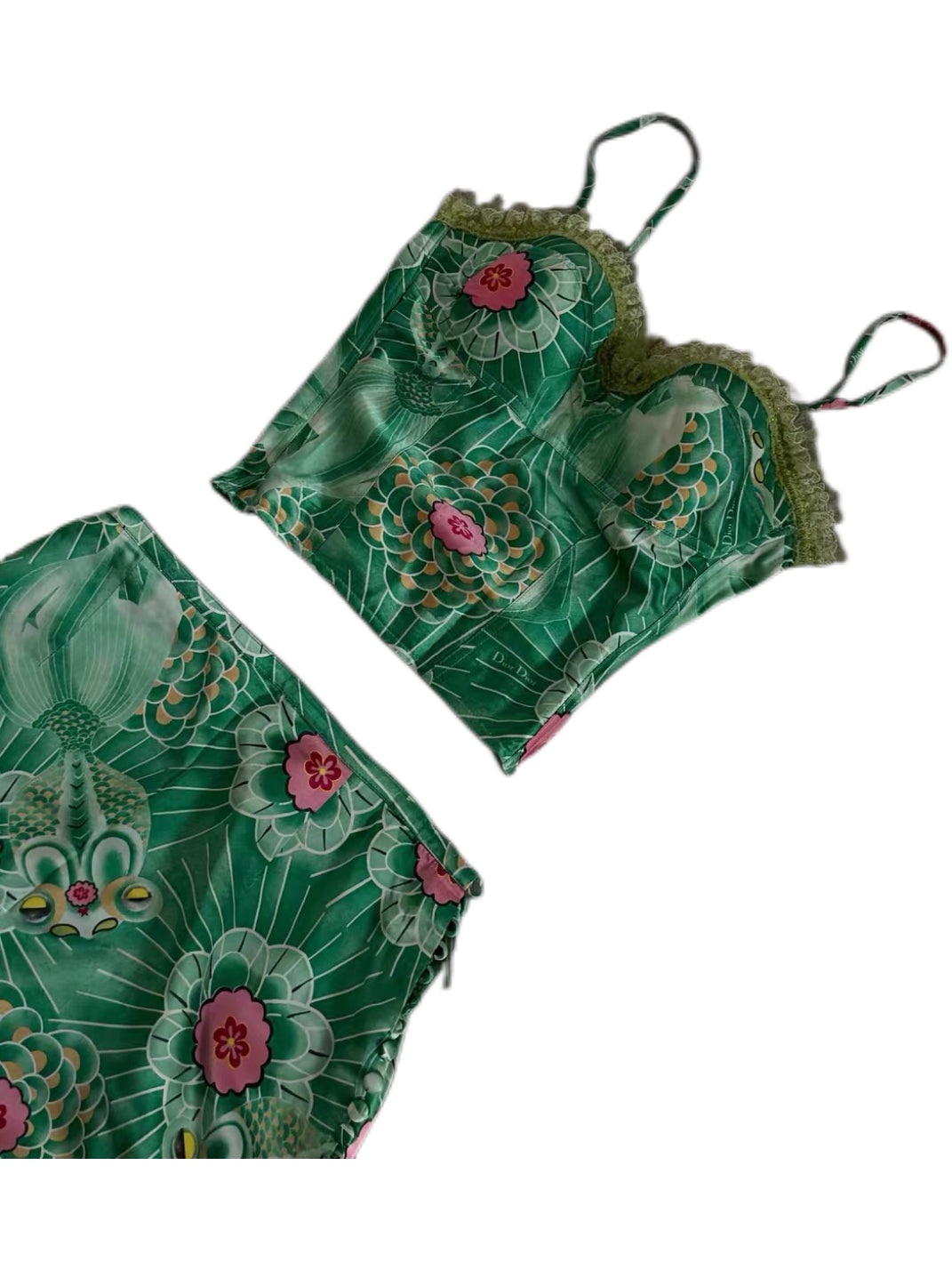 Christian Dior by John Galliano 2003 Rare Oriental Goldfish Ukiyo-e Print Corset & Skirt Set
