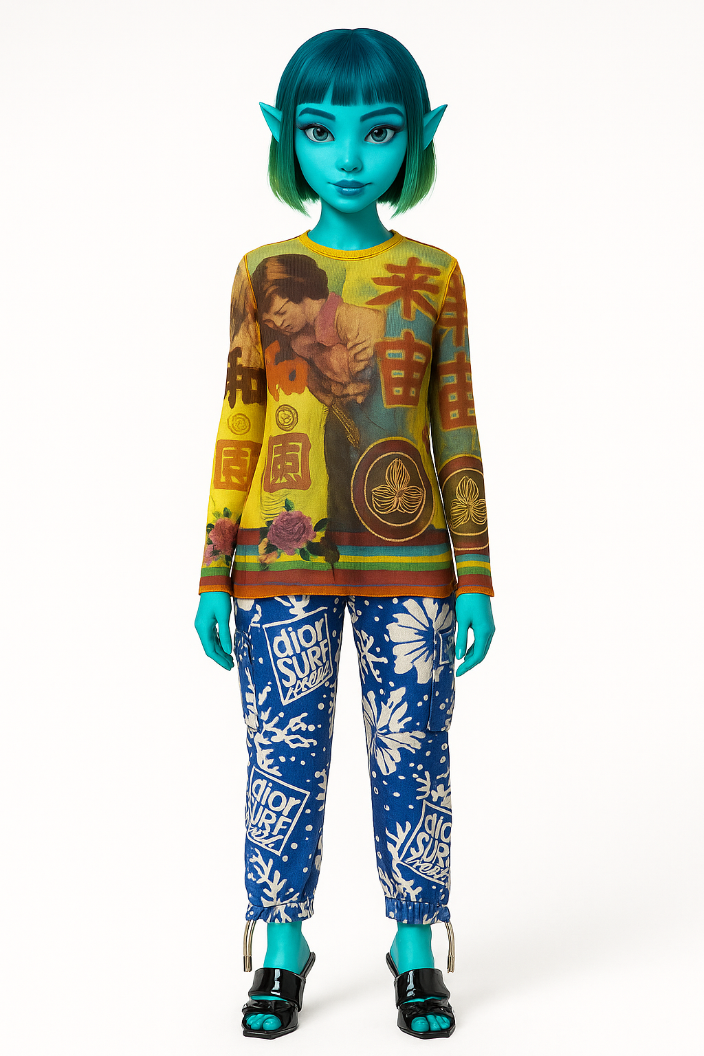 Jean Paul Gaultier "Geisha Illusion" Mesh Top