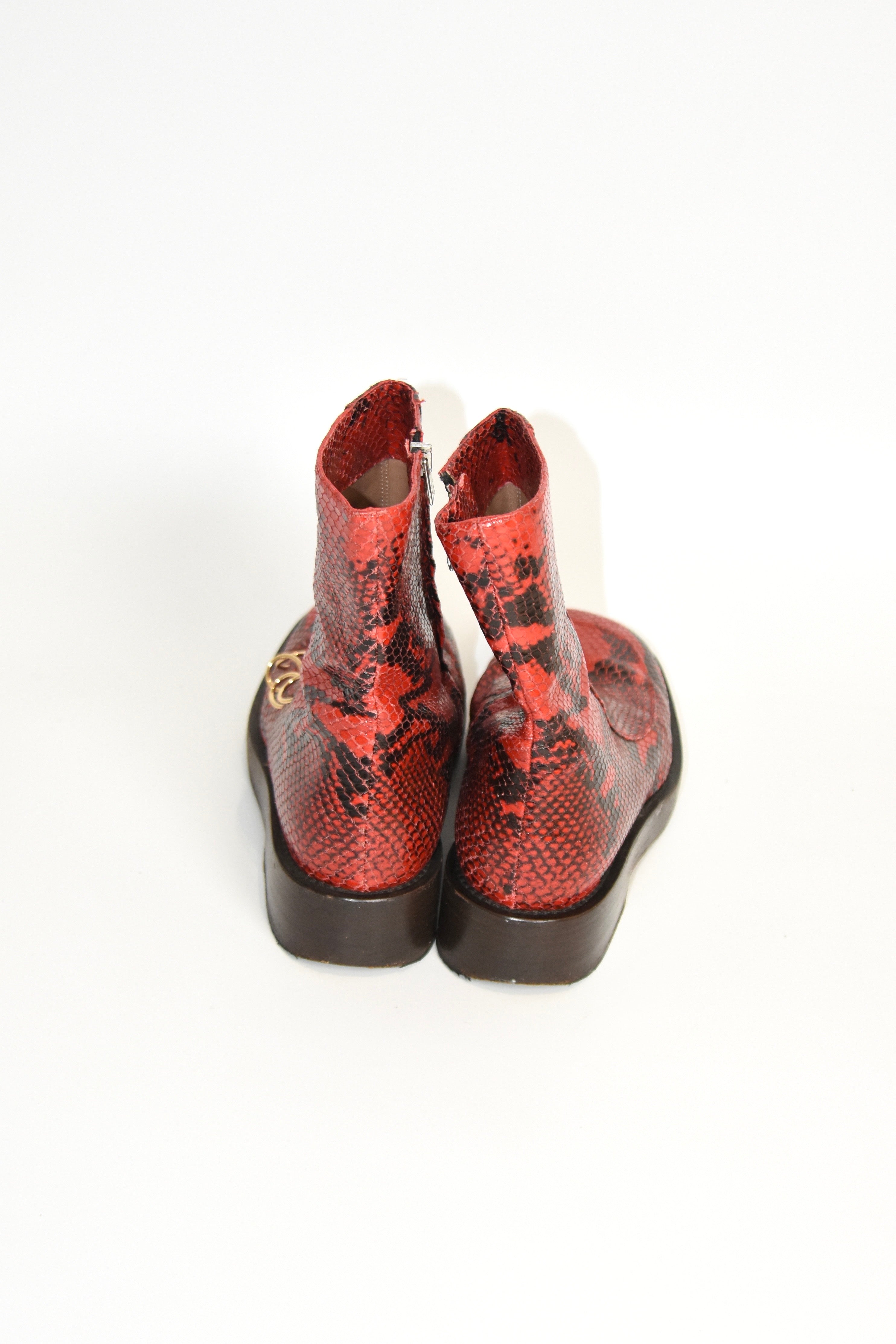 Marni Red Faux-Snakeskin Ring Boots