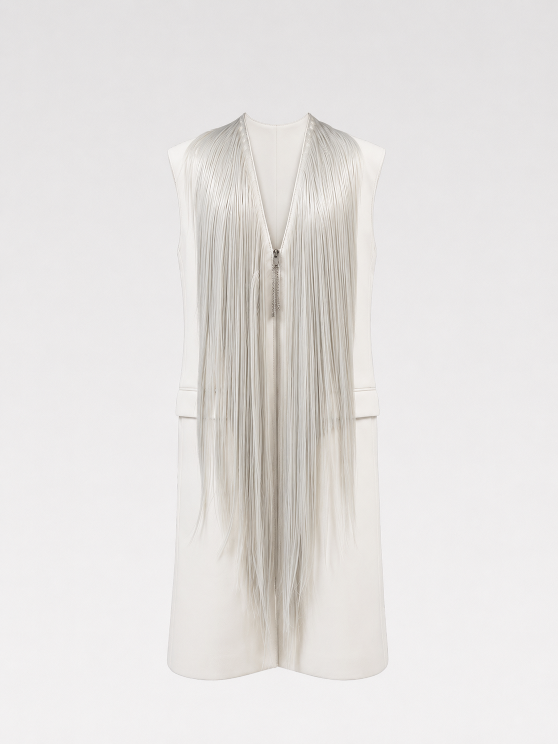 Givenchy Runway White Hair Panel Sleeveless Vest Dress – Sculptural Futuristic Archive Piece