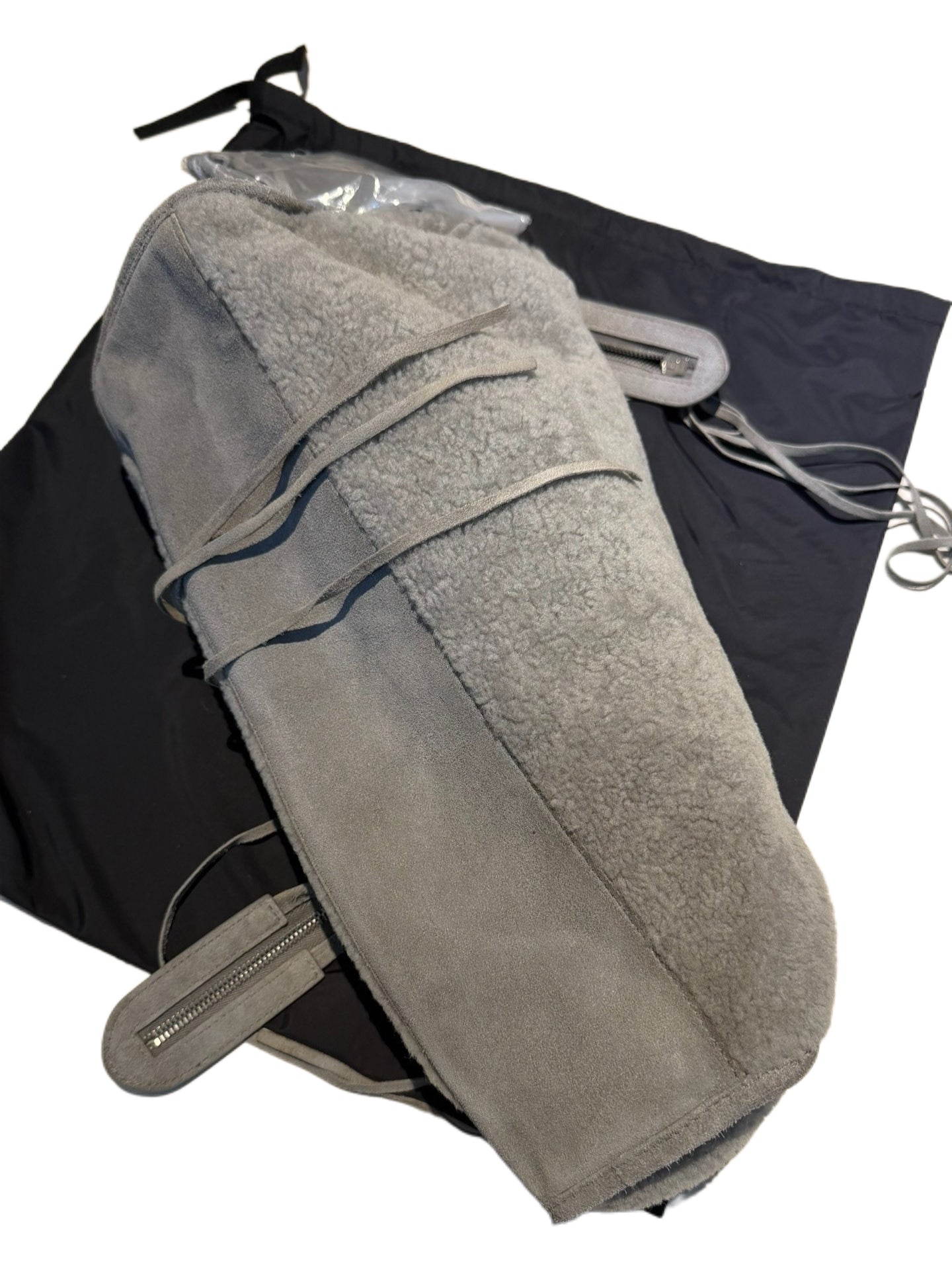 BALENCIAGA Rare Grey Shearling Suede City Bag — Medium