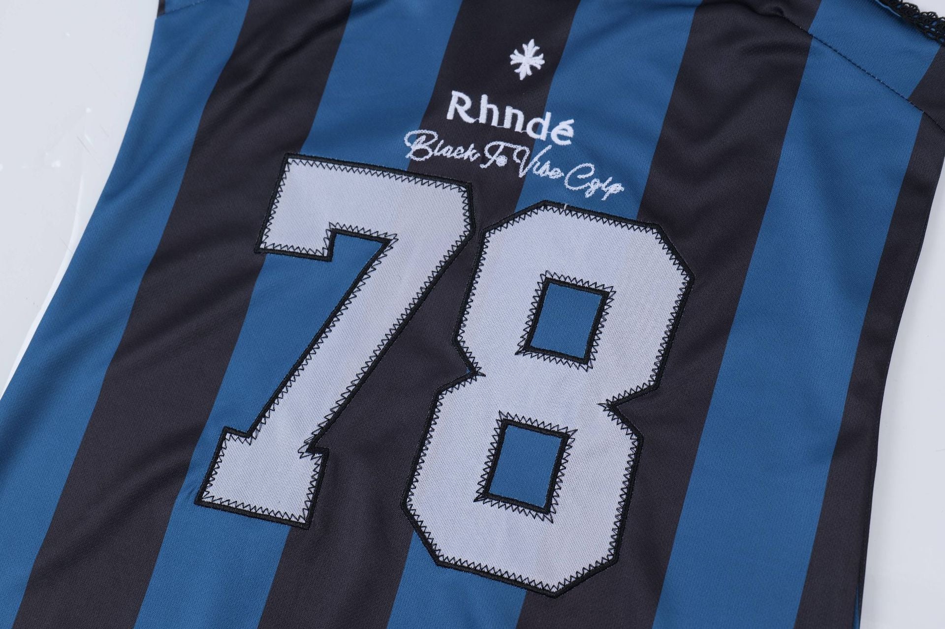 No.78 Blue Striped Lace Edge Jersey Football Style Strap Dress