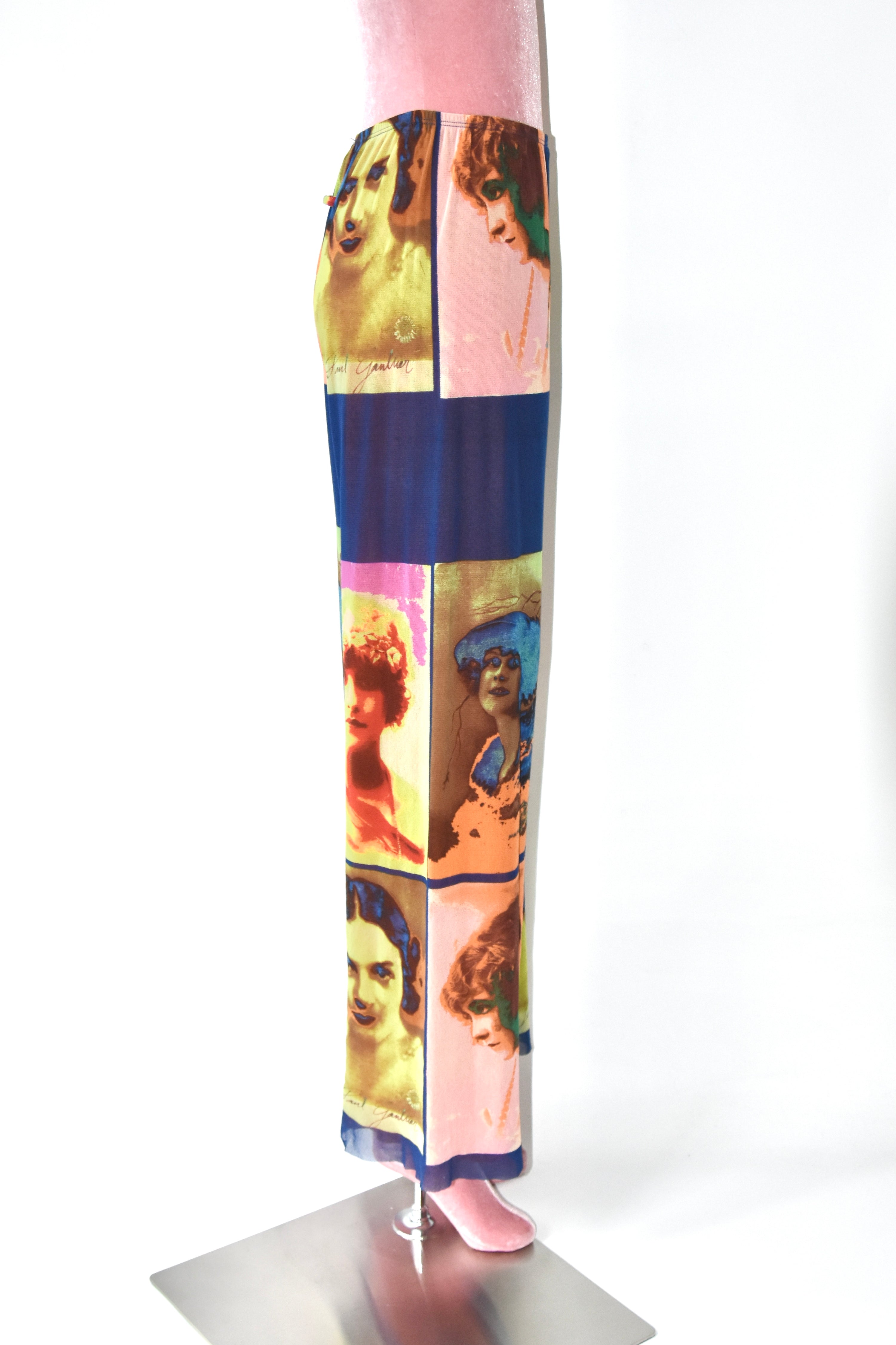 Jean Paul Gaultier S/S 2002 “Portrait Print” Mesh Trousers
