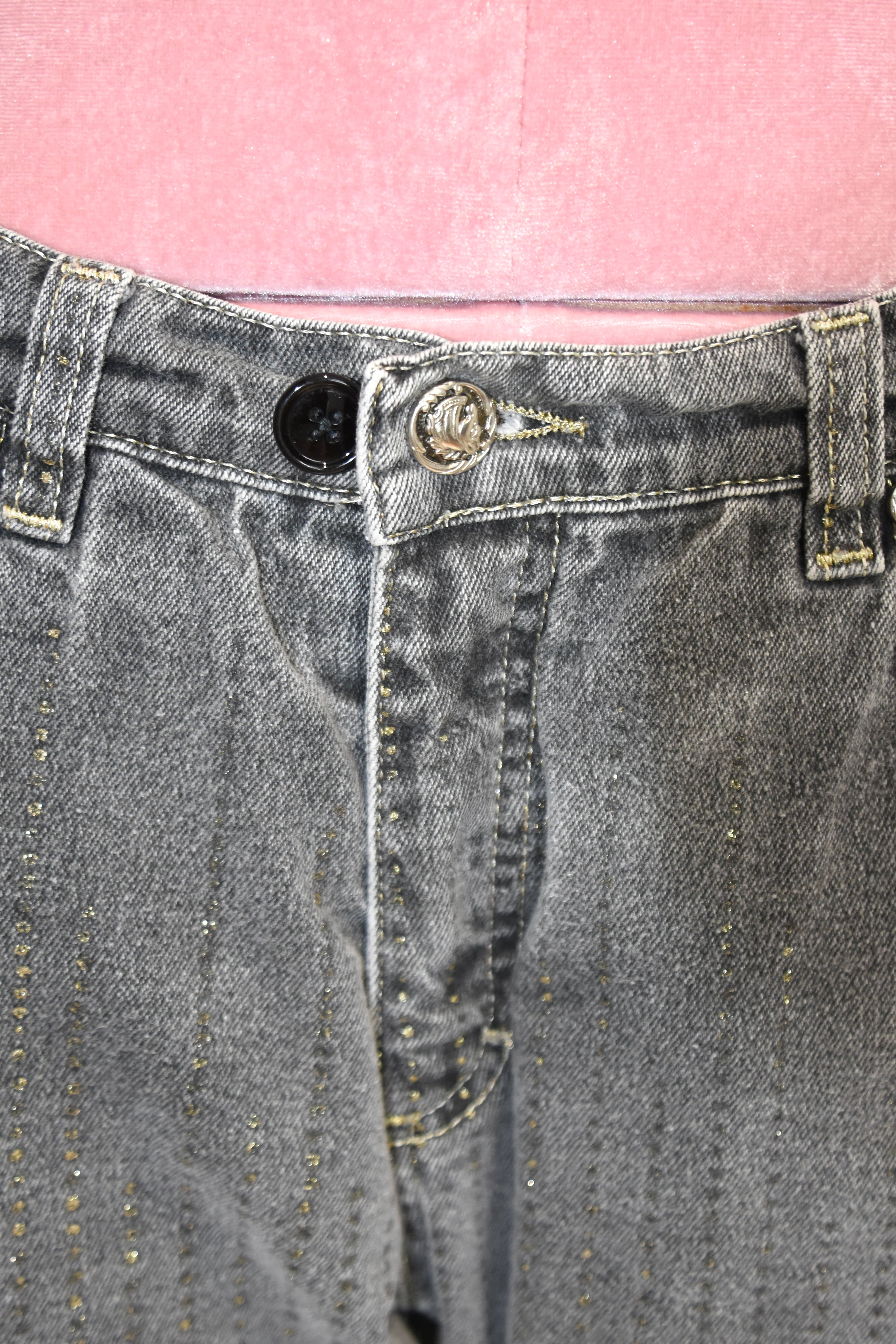 Roberto Cavalli Vintage Glitter-Flecked Grey Jeans