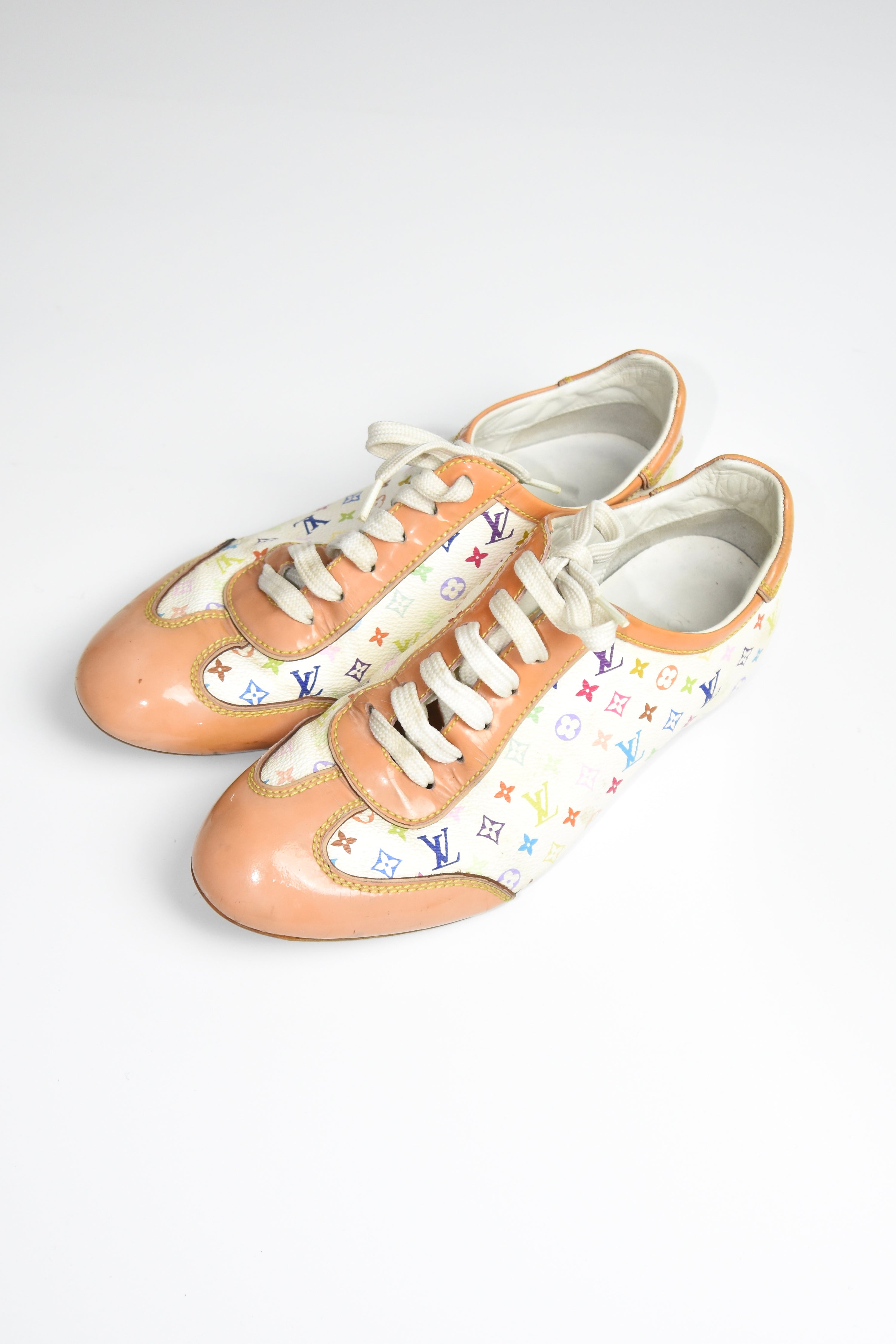 Louis Vuitton Monogram Multicolor Canvas & Patent Leather Lace-Up Sneakers (Y2K Takashi Murakami Era)