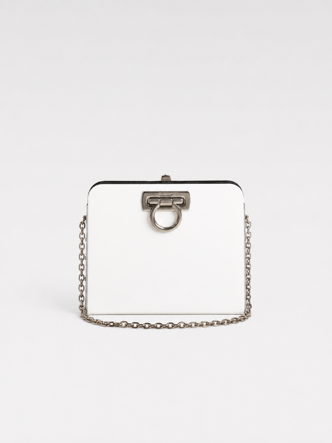 Salvatore Ferragamo Limited Edition Aluminium Metal Box Bag – Rare Sculptural Chain Shoulder Bag Collector Piece