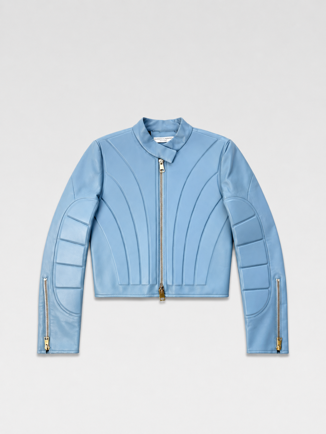 Bottega Veneta Sculpted Panel Leather Jacket – Powder Blue Quilted Architectural Archive Piece