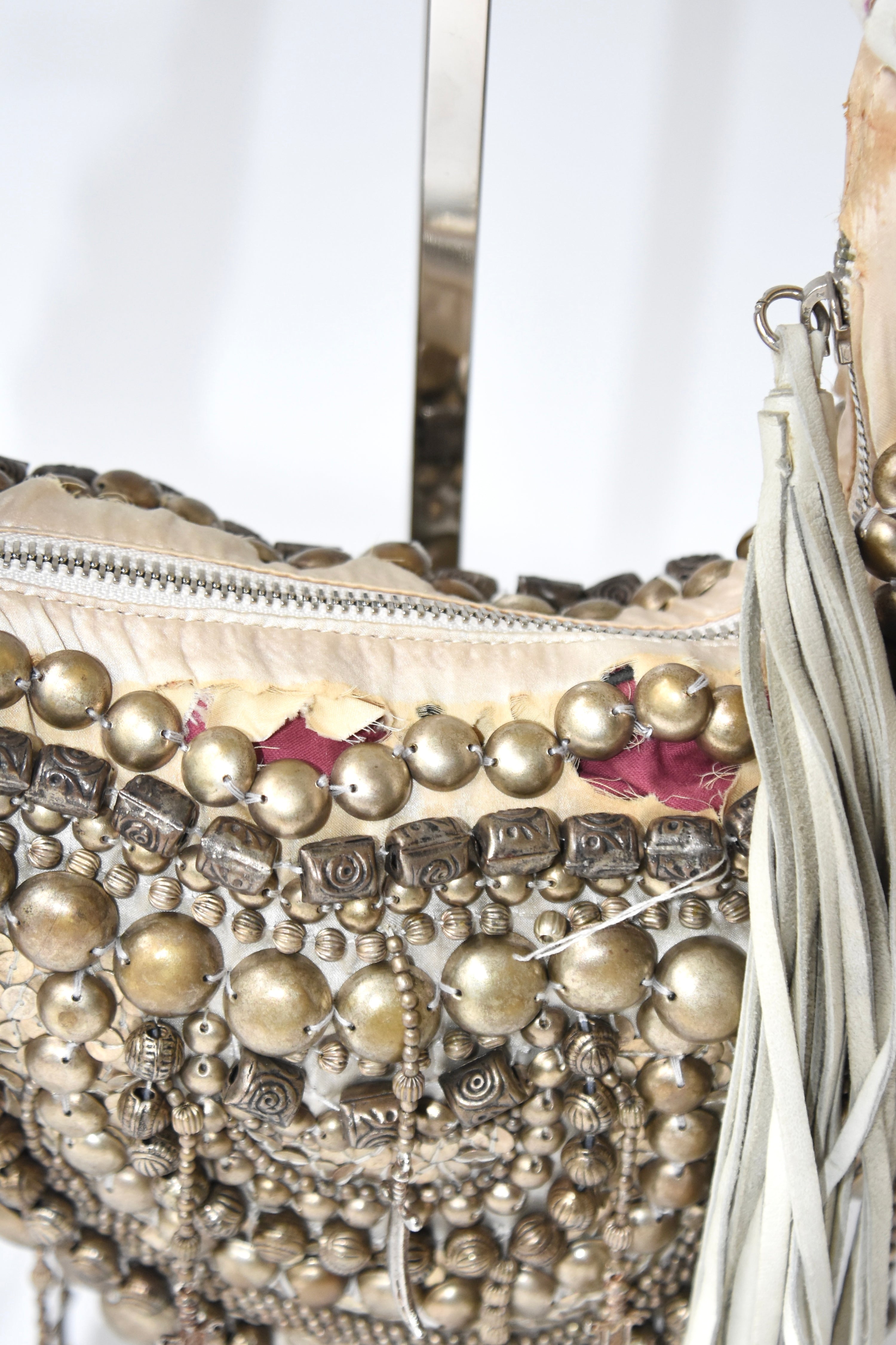 Cesare Paciotti Rare Heavy Metal Beaded Shoulder Bag