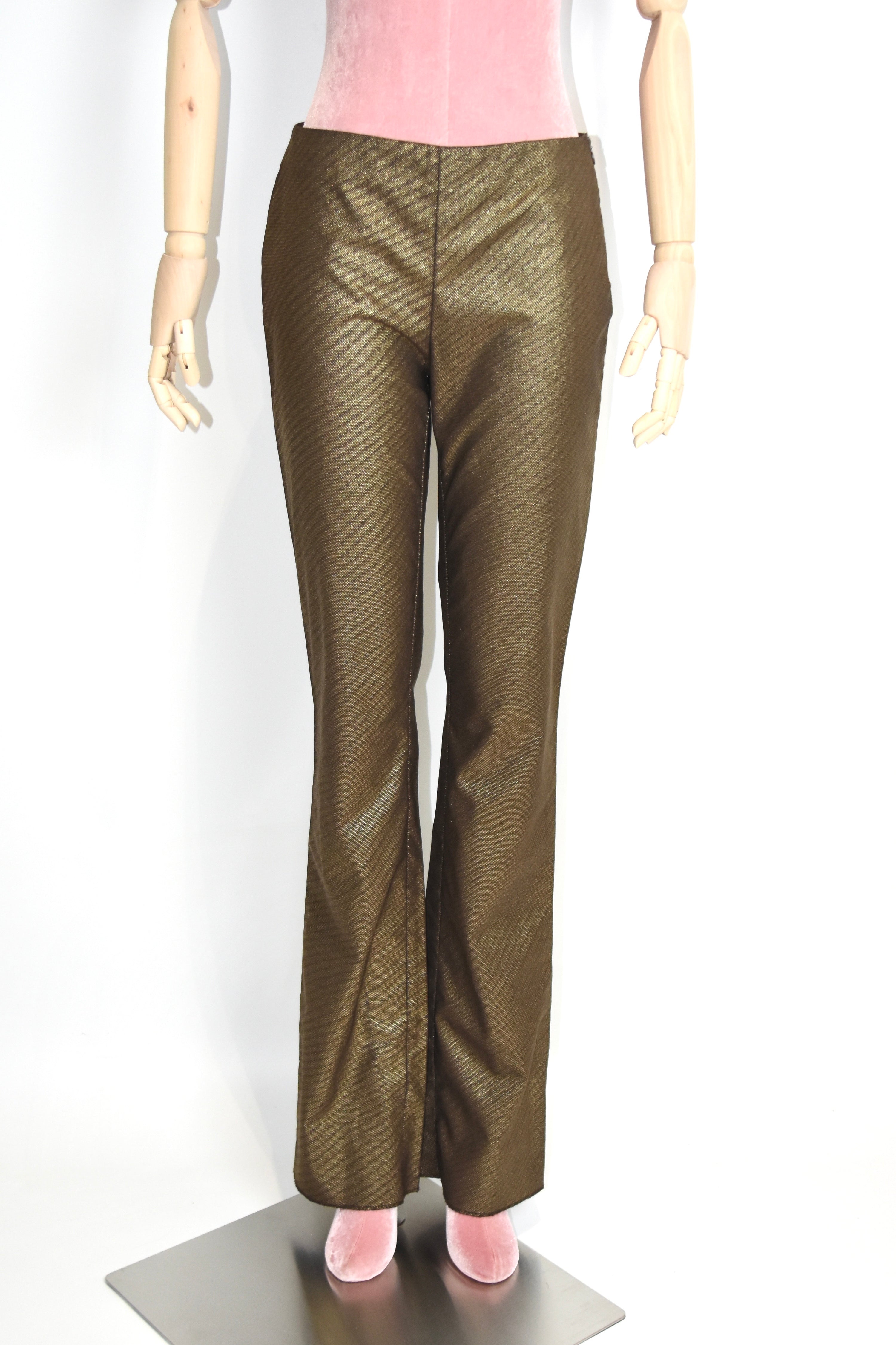 Versace Gold Metallic Straight-Leg Trousers