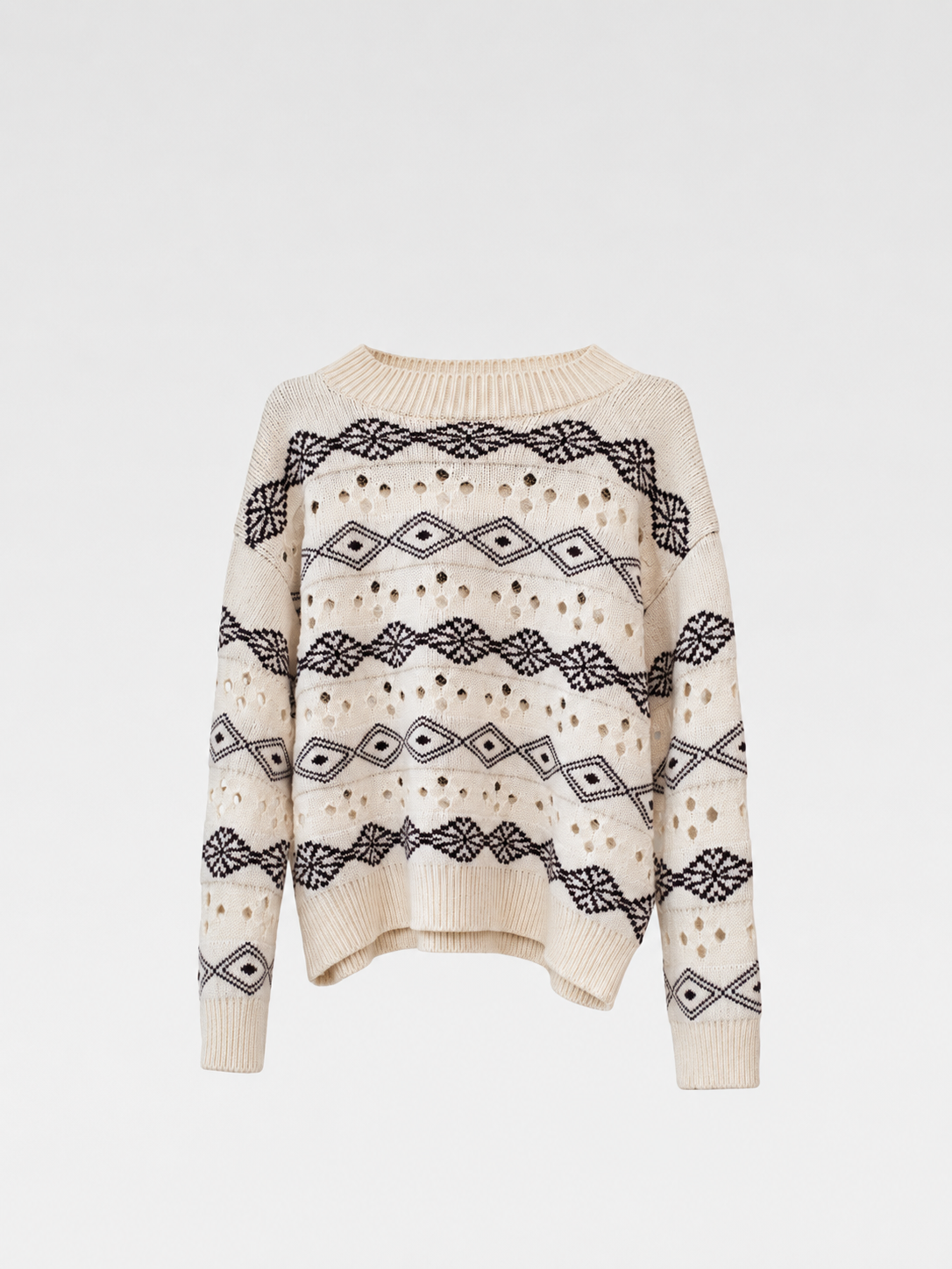 Namacheko Cream Patterned Knit Sweater